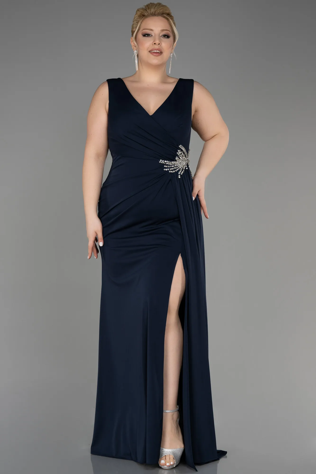 Navy Blue-Long Plus Size Evening Dress ABU2934