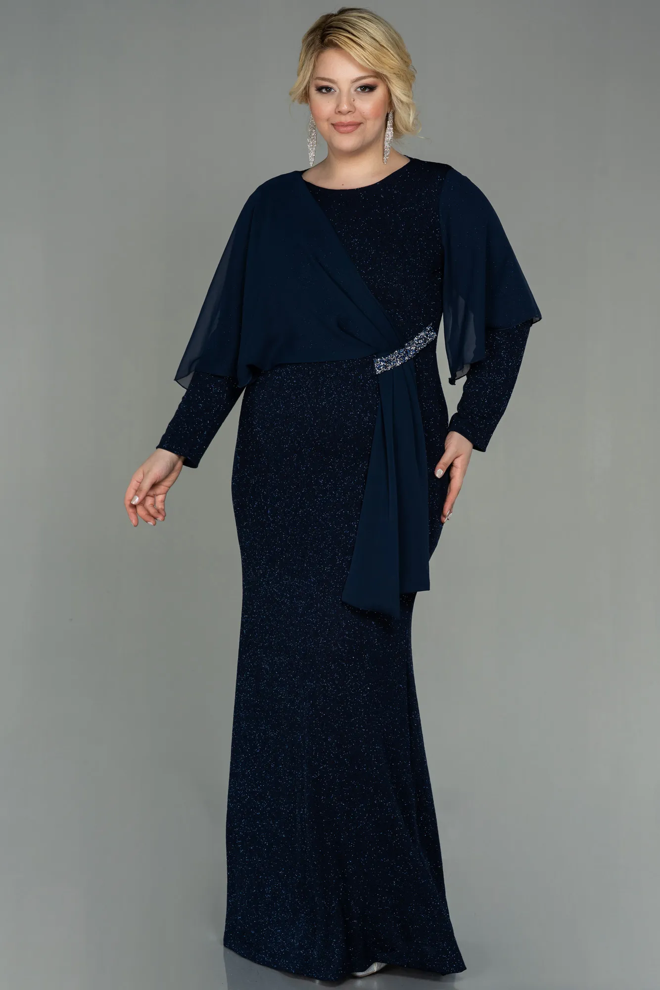 Navy Blue-Long Plus Size Evening Dress ABU3013