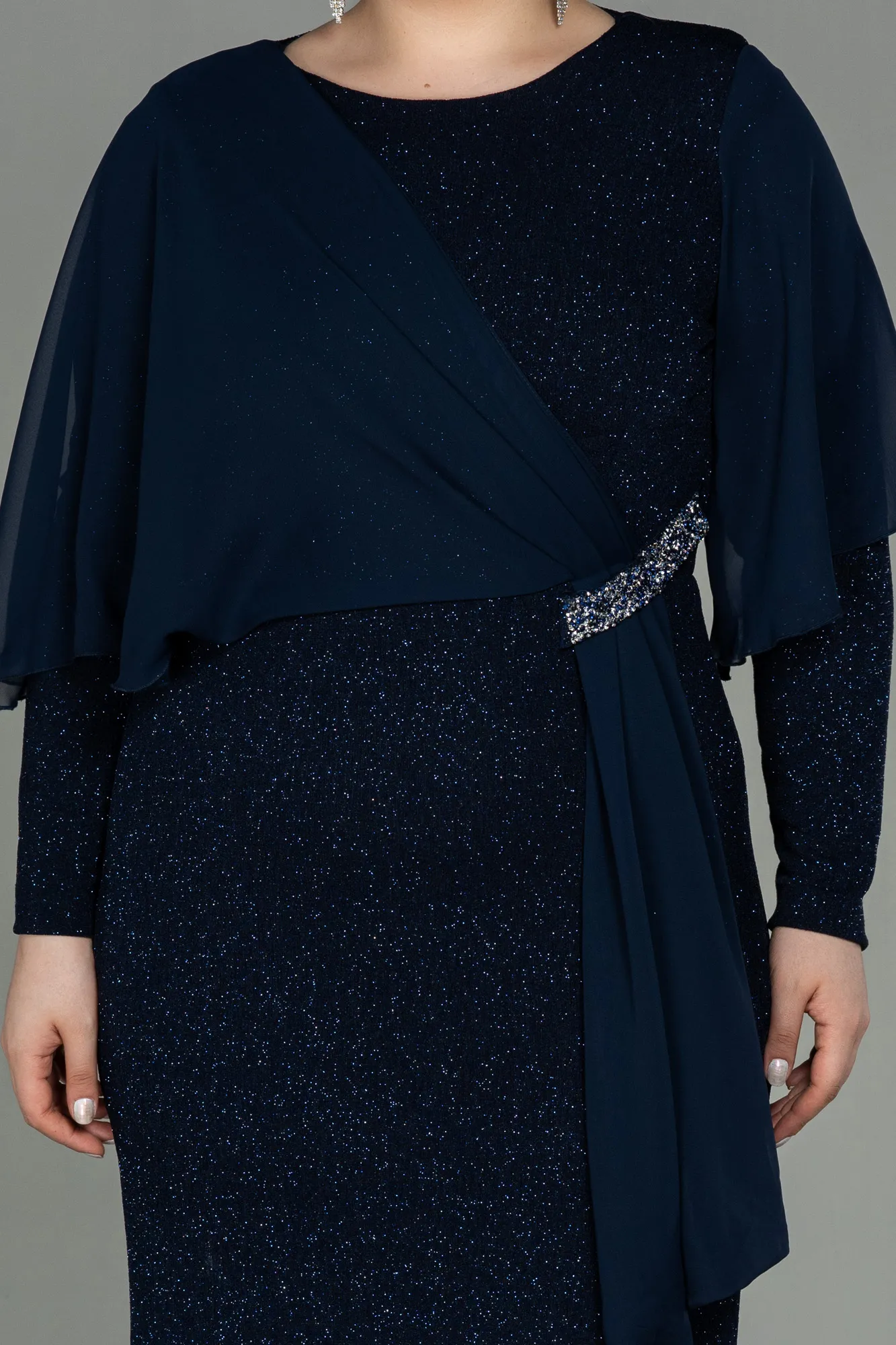 Navy Blue-Long Plus Size Evening Dress ABU3013