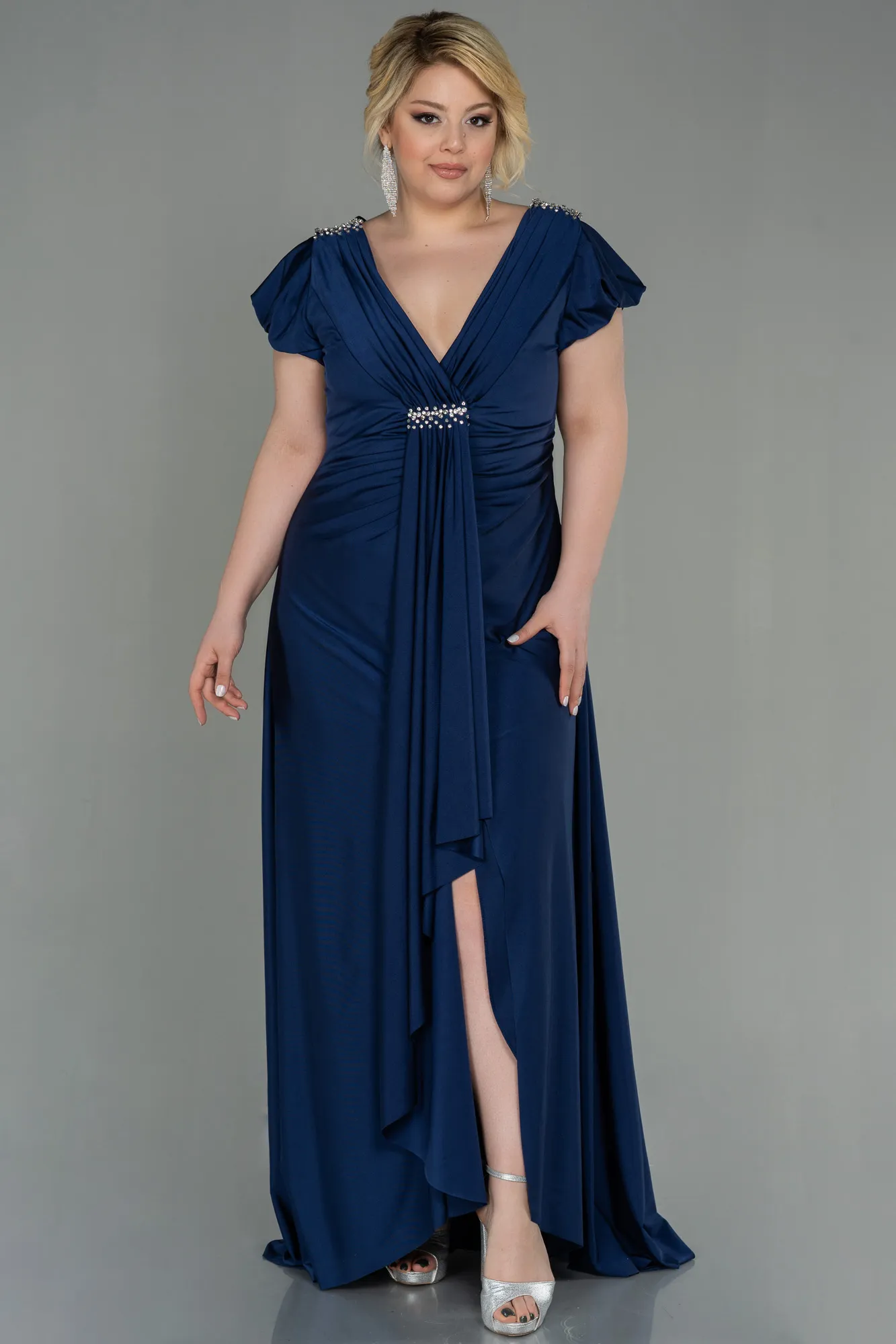 Navy Blue-Long Plus Size Evening Dress ABU3018