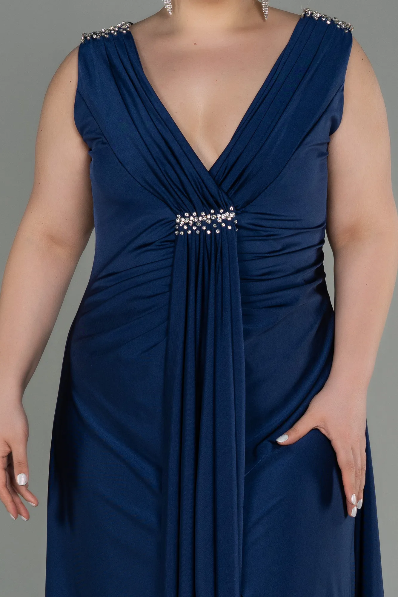Navy Blue-Long Plus Size Evening Dress ABU3018