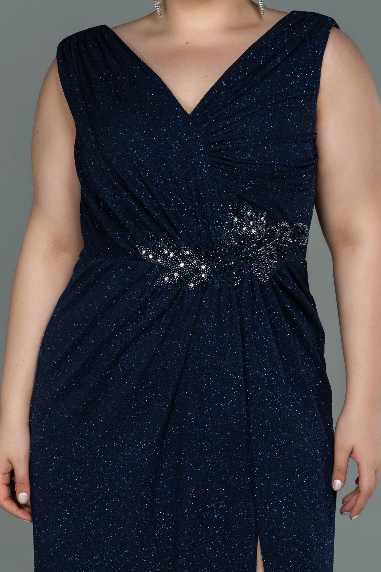 Navy Blue-Long Plus Size Evening Dress ABU3074