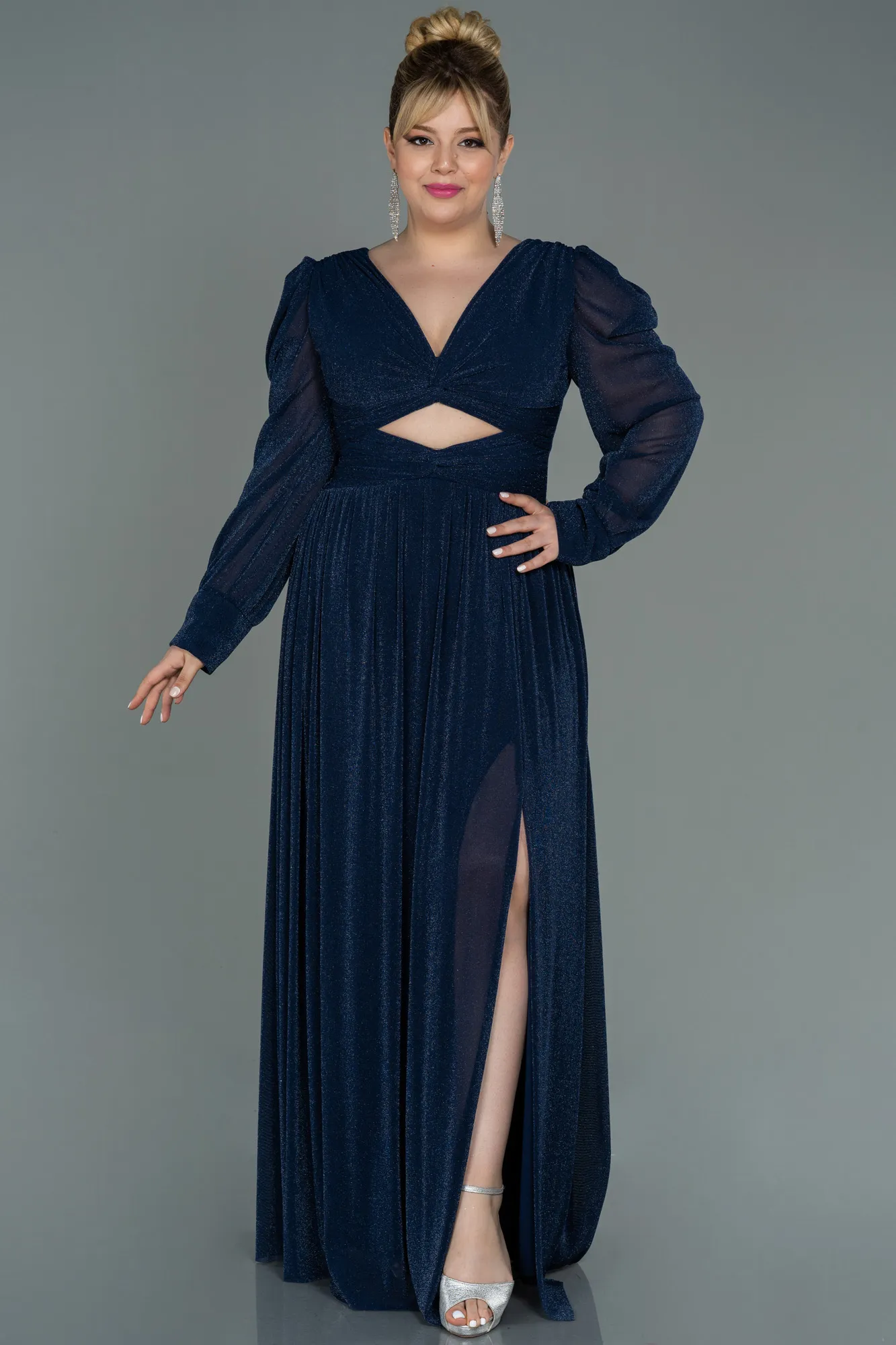 Navy Blue-Long Plus Size Evening Dress ABU3104