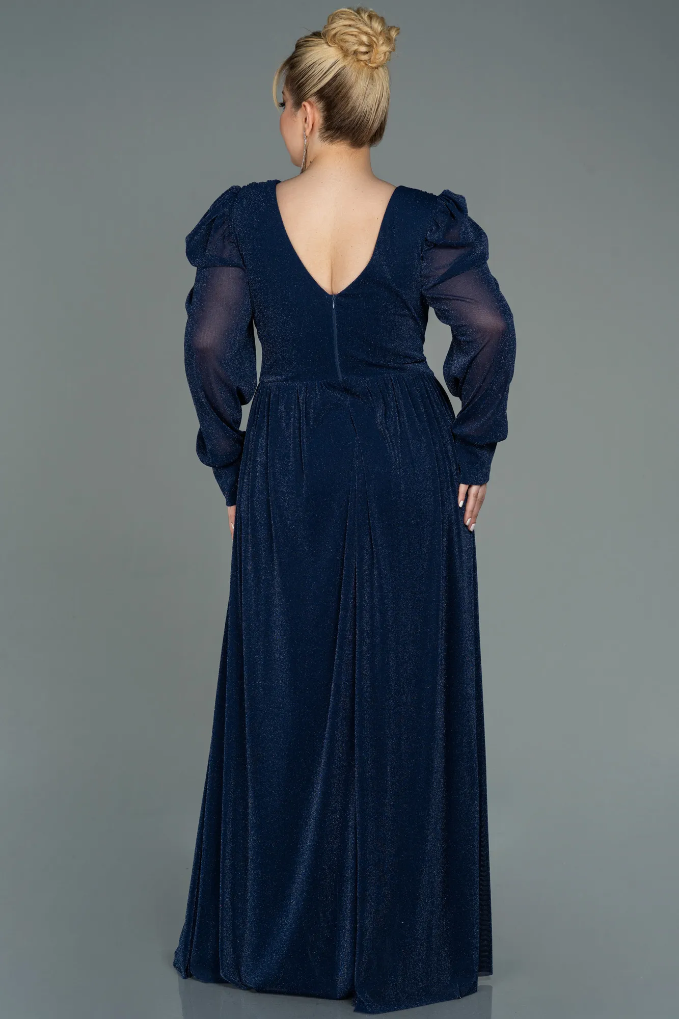 Navy Blue-Long Plus Size Evening Dress ABU3104