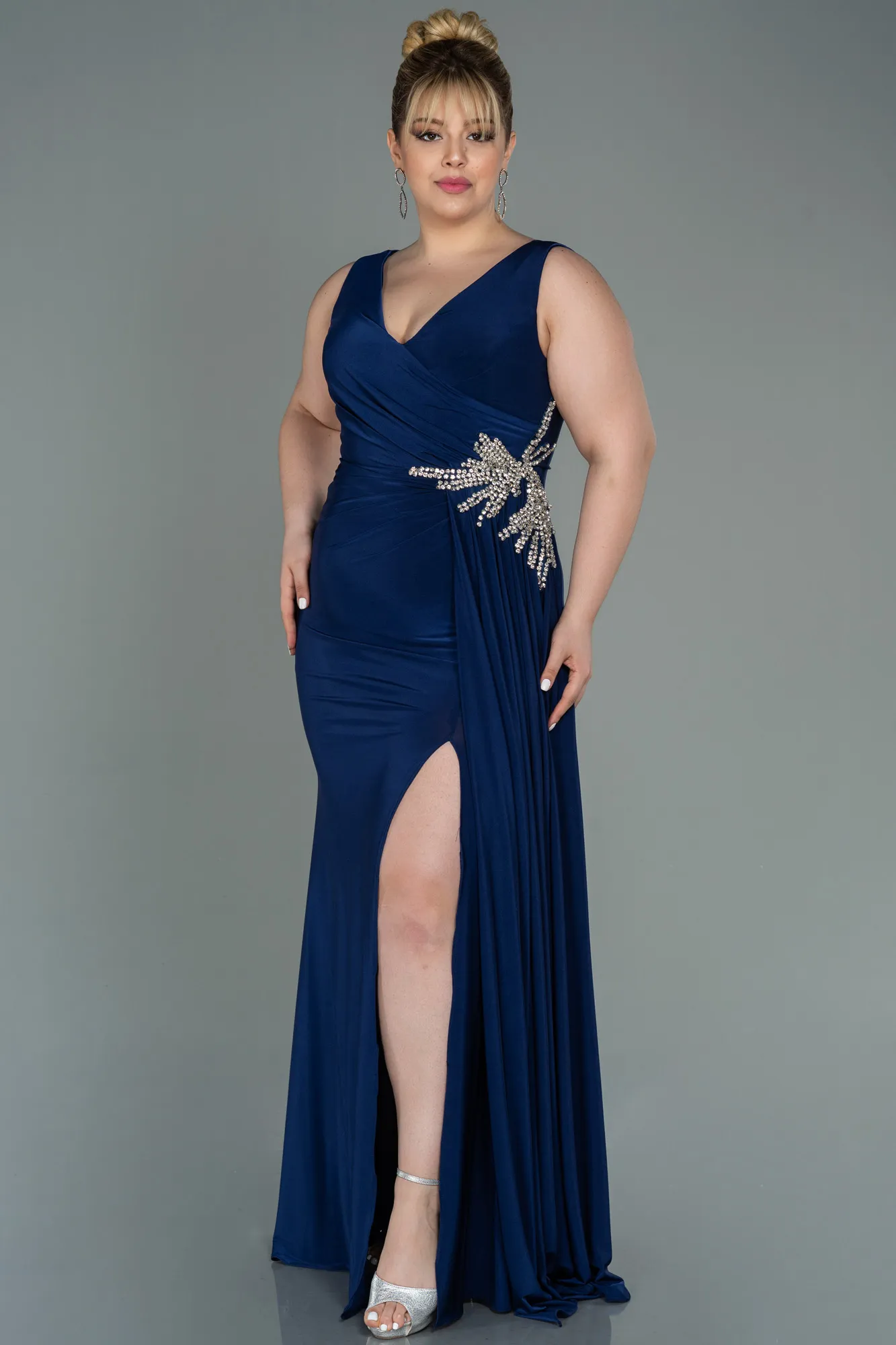 Navy Blue-Long Plus Size Evening Dress ABU3122