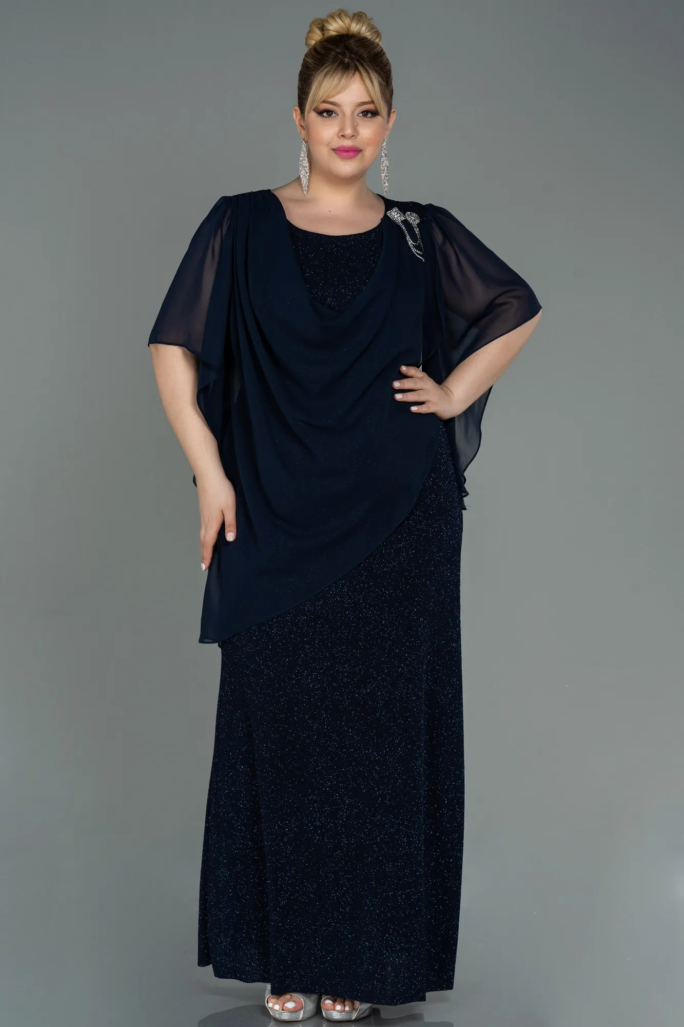 Navy Blue-Long Plus Size Evening Dress ABU3124