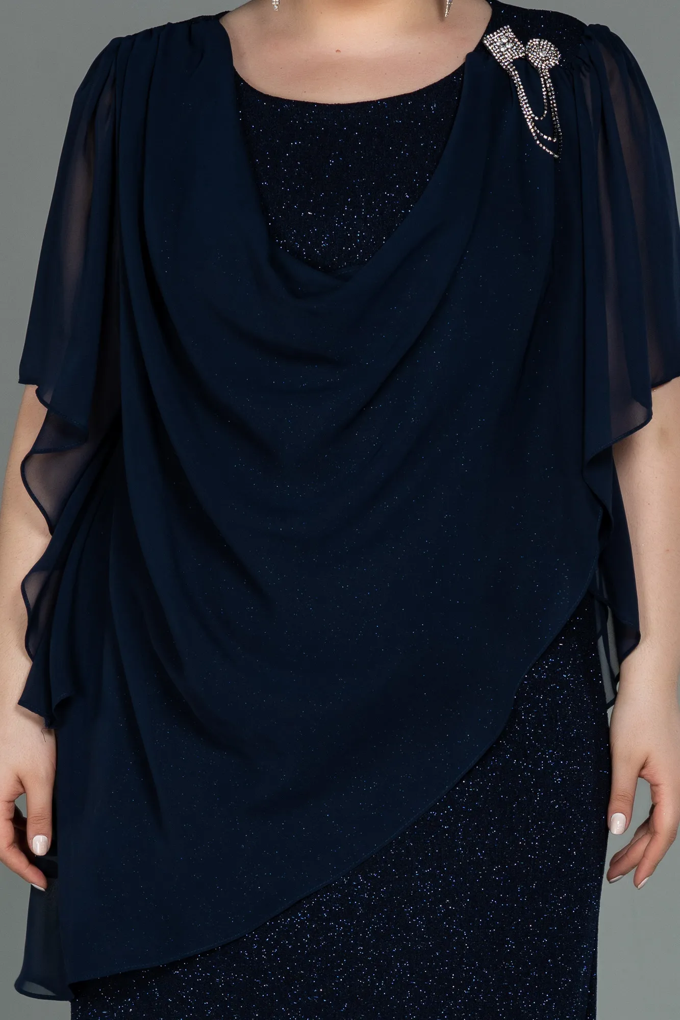 Navy Blue-Long Plus Size Evening Dress ABU3124