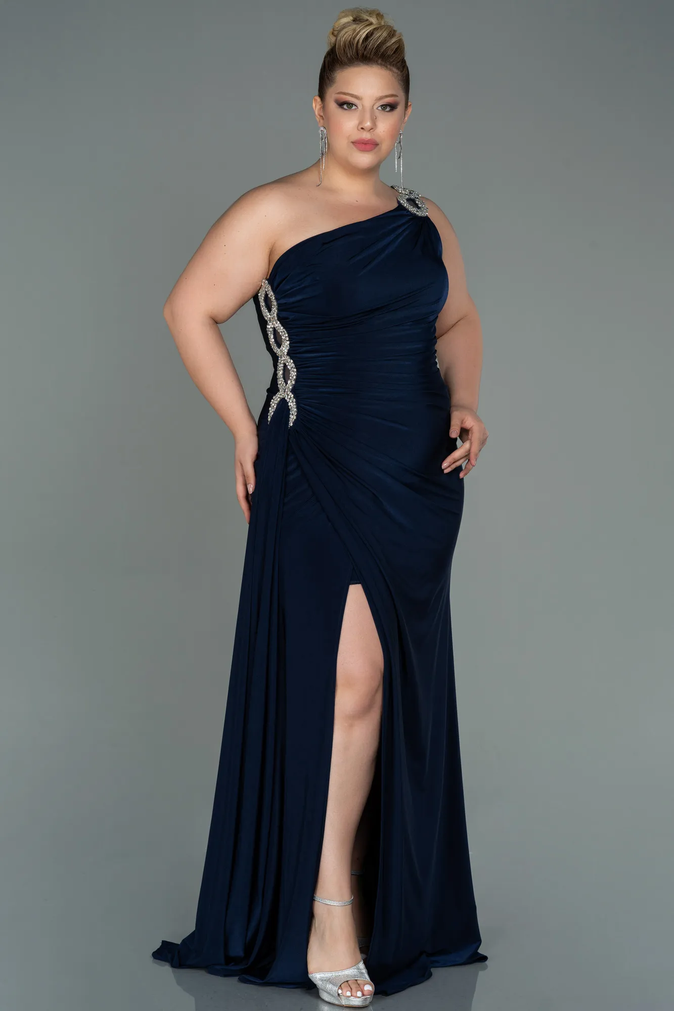 Navy Blue-Long Plus Size Evening Dress ABU3132