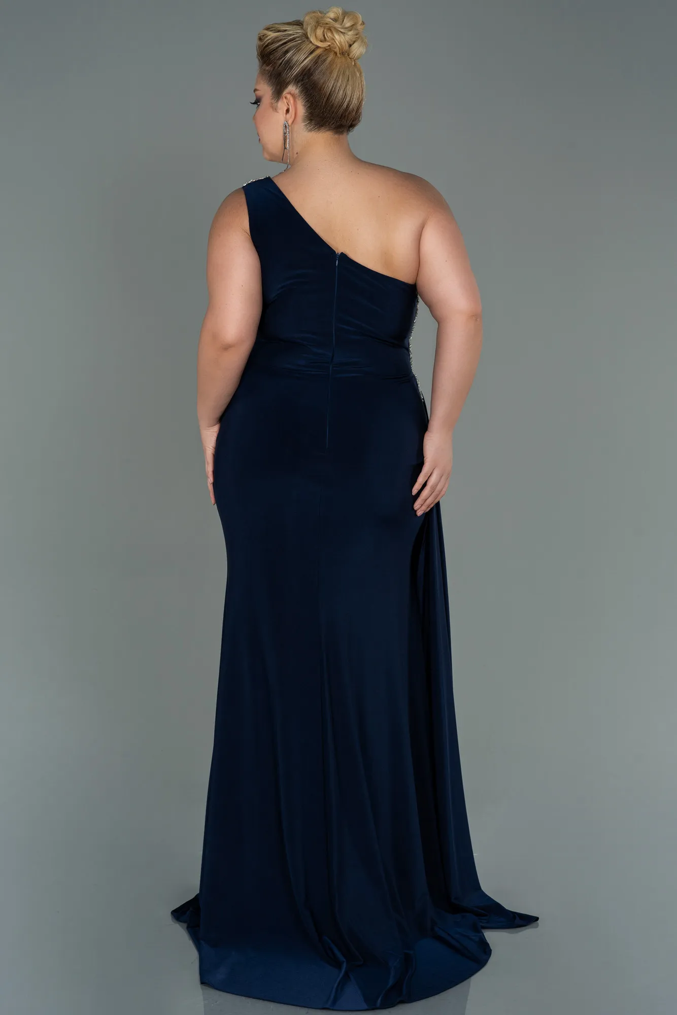 Navy Blue-Long Plus Size Evening Dress ABU3132