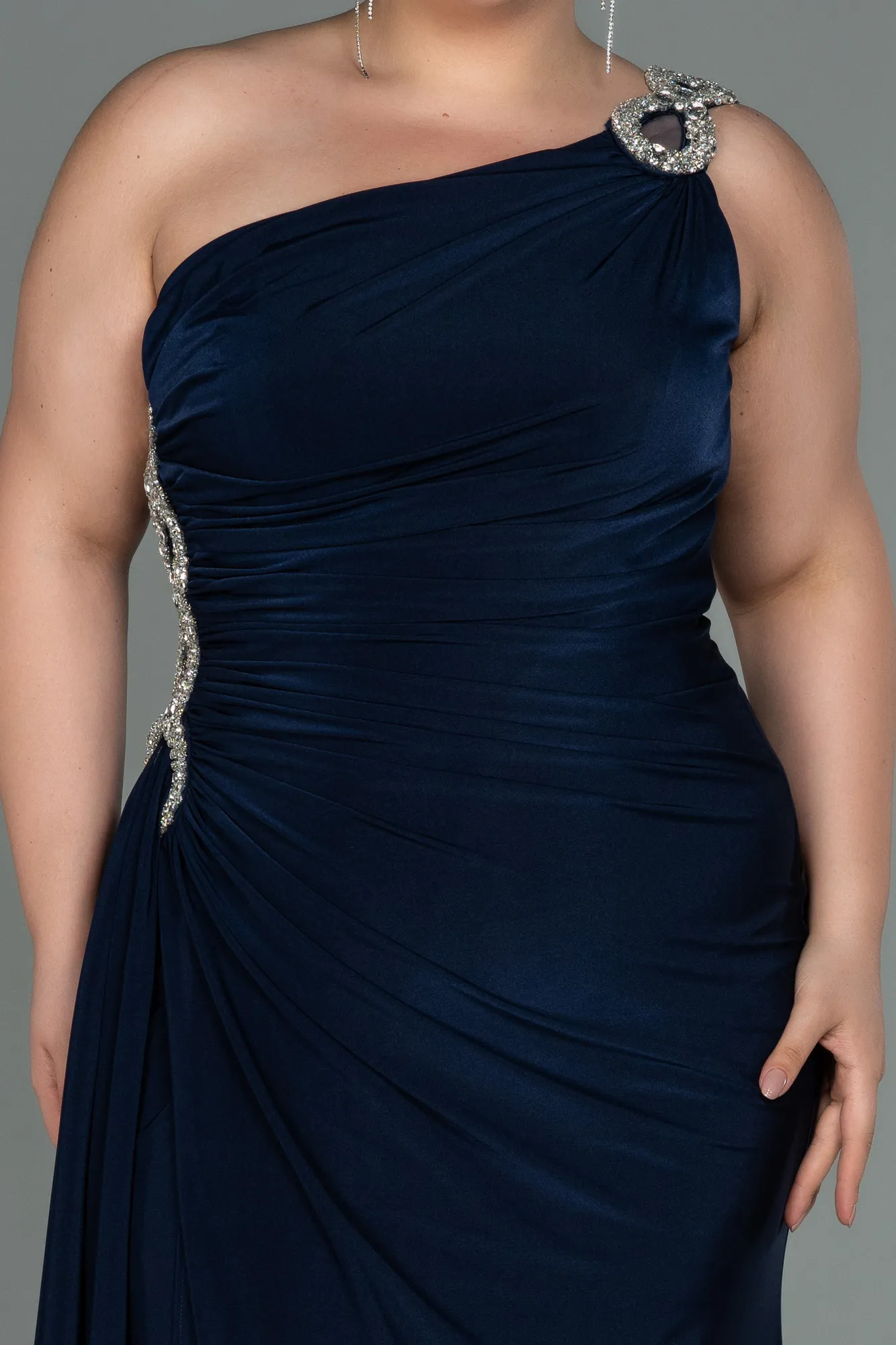 Navy Blue-Long Plus Size Evening Dress ABU3132