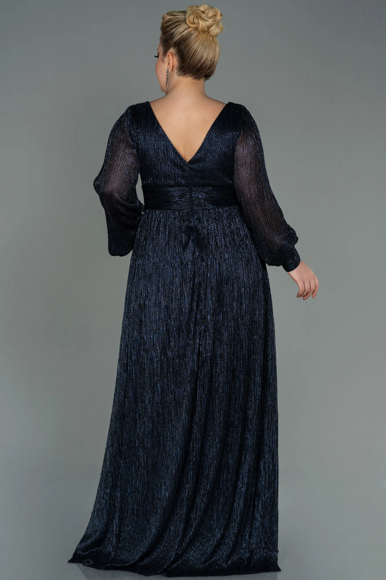 Navy Blue-Long Plus Size Evening Dress ABU3154