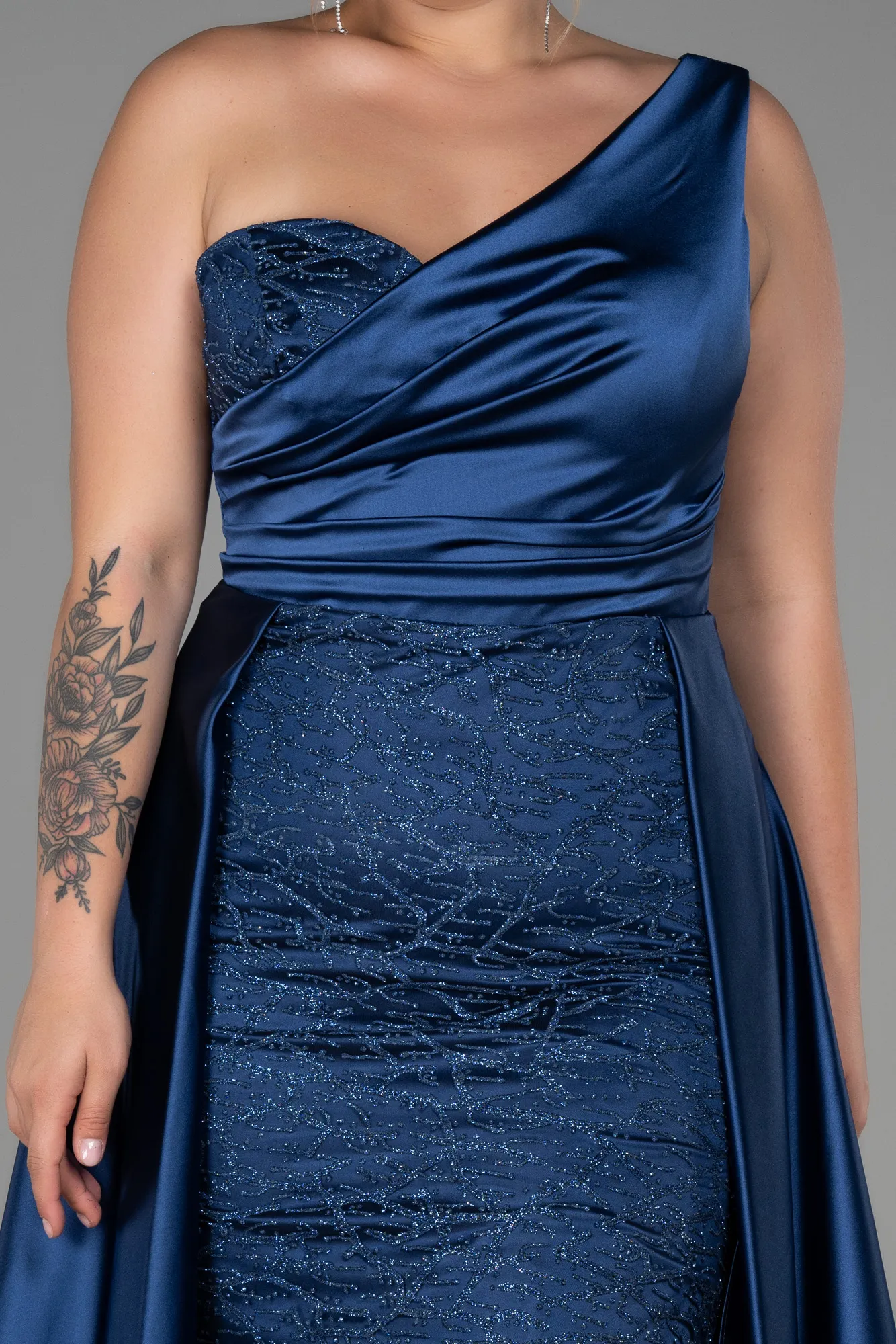 Navy Blue-Long Plus Size Evening Dress ABU3171