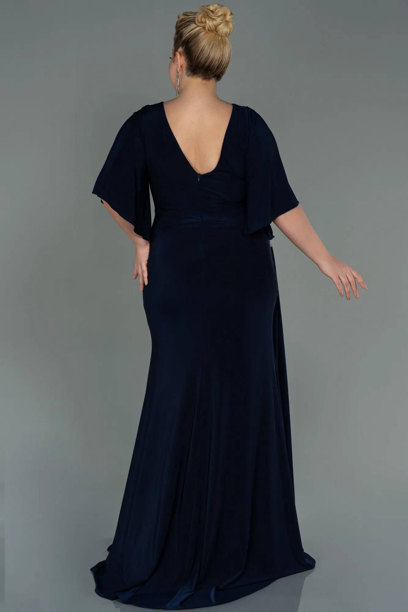 Navy Blue-Long Plus Size Evening Dress ABU3173