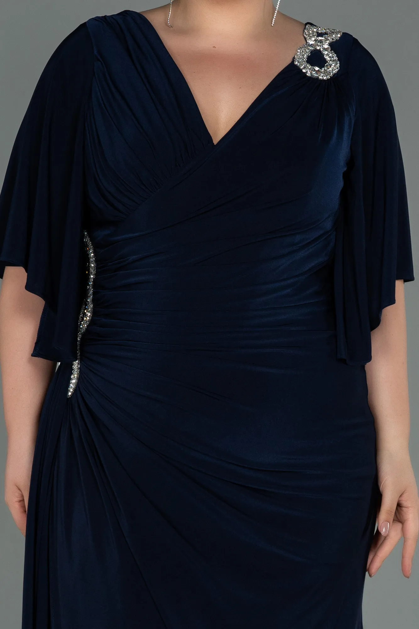 Navy Blue-Long Plus Size Evening Dress ABU3173