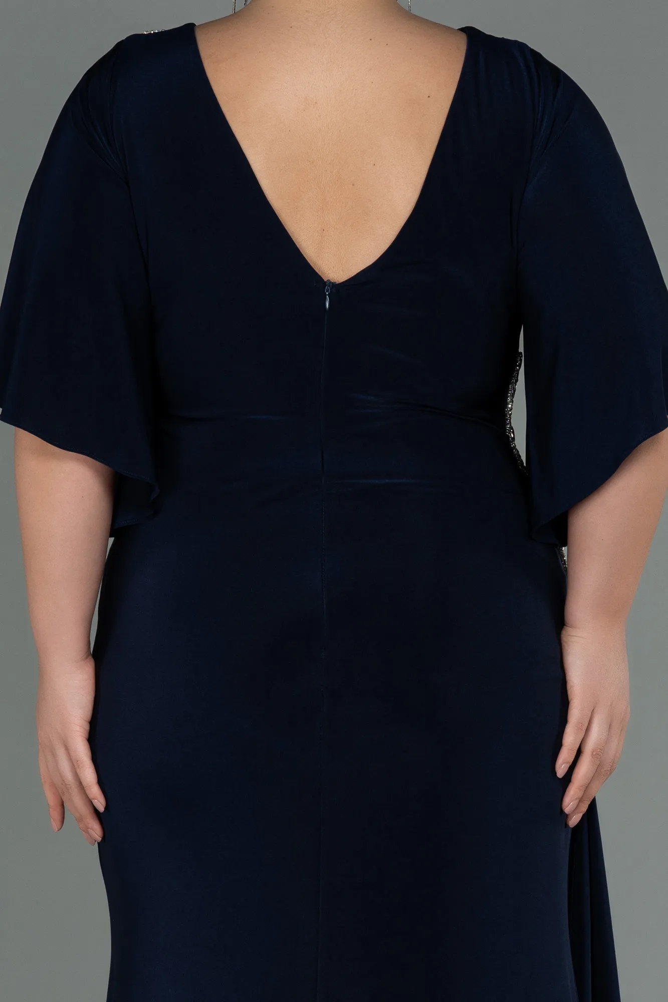 Navy Blue-Long Plus Size Evening Dress ABU3173