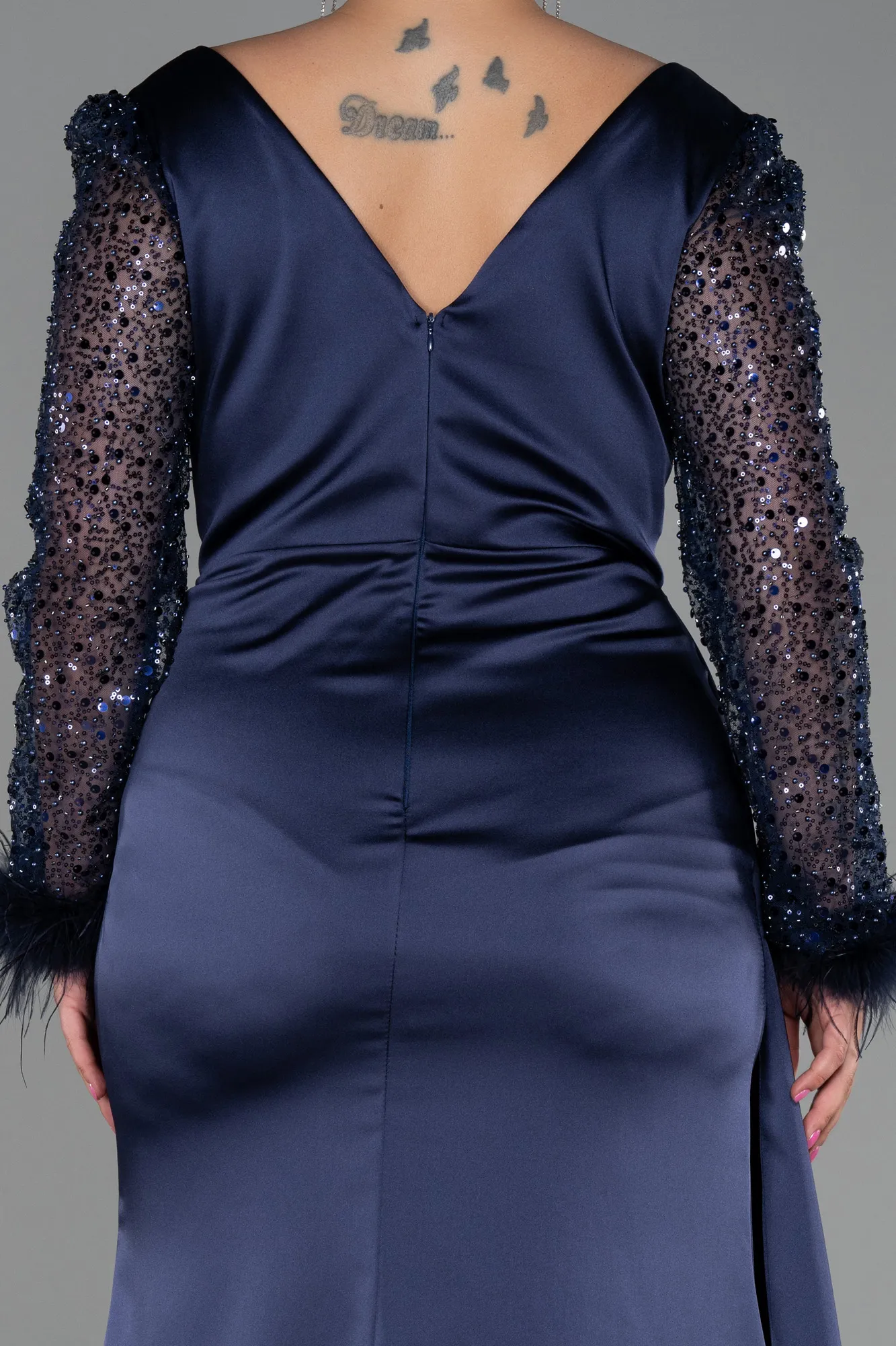 Navy Blue-Long Plus Size Evening Dress ABU3237