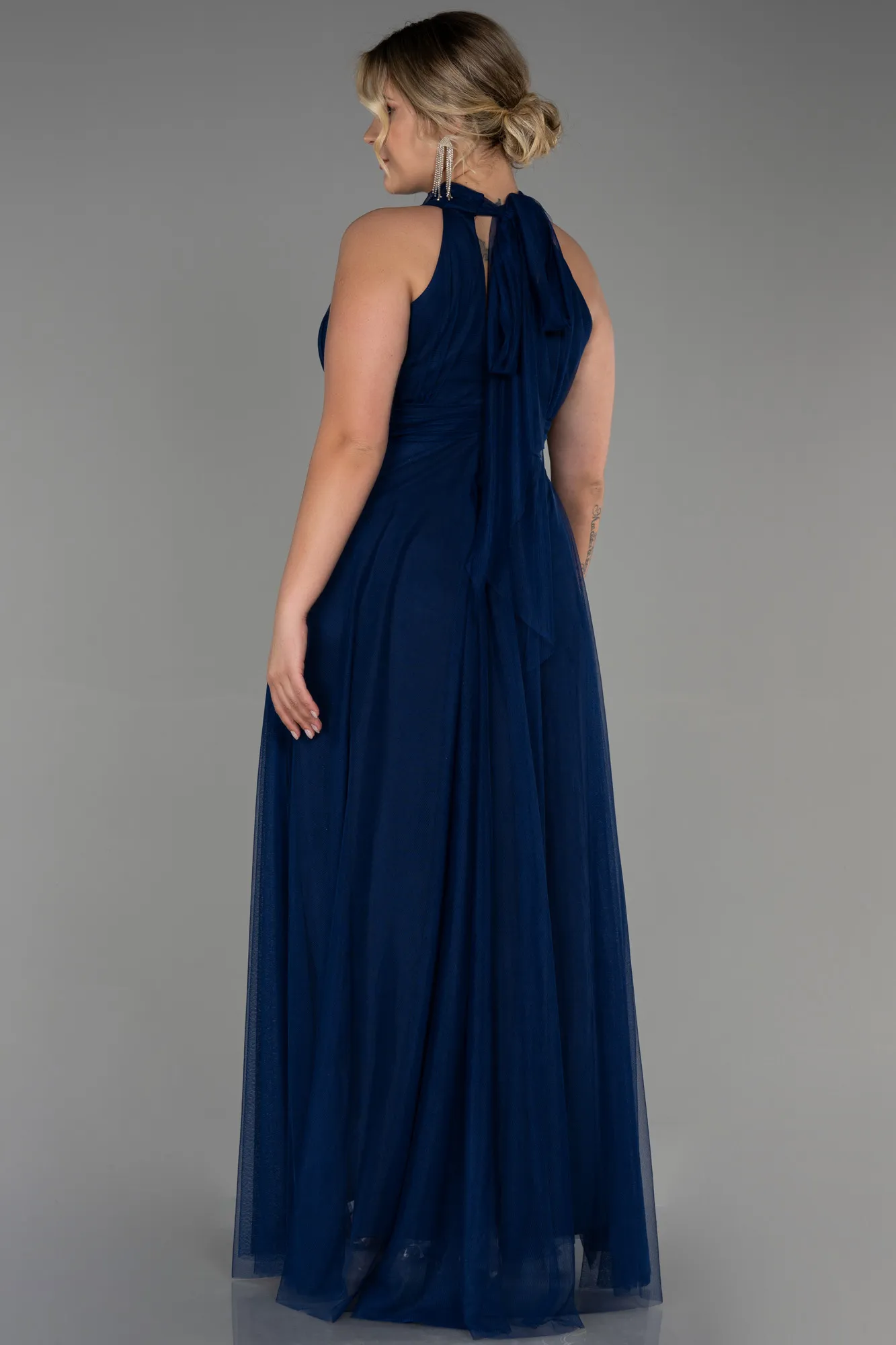 Navy Blue-Long Plus Size Evening Dress ABU3253