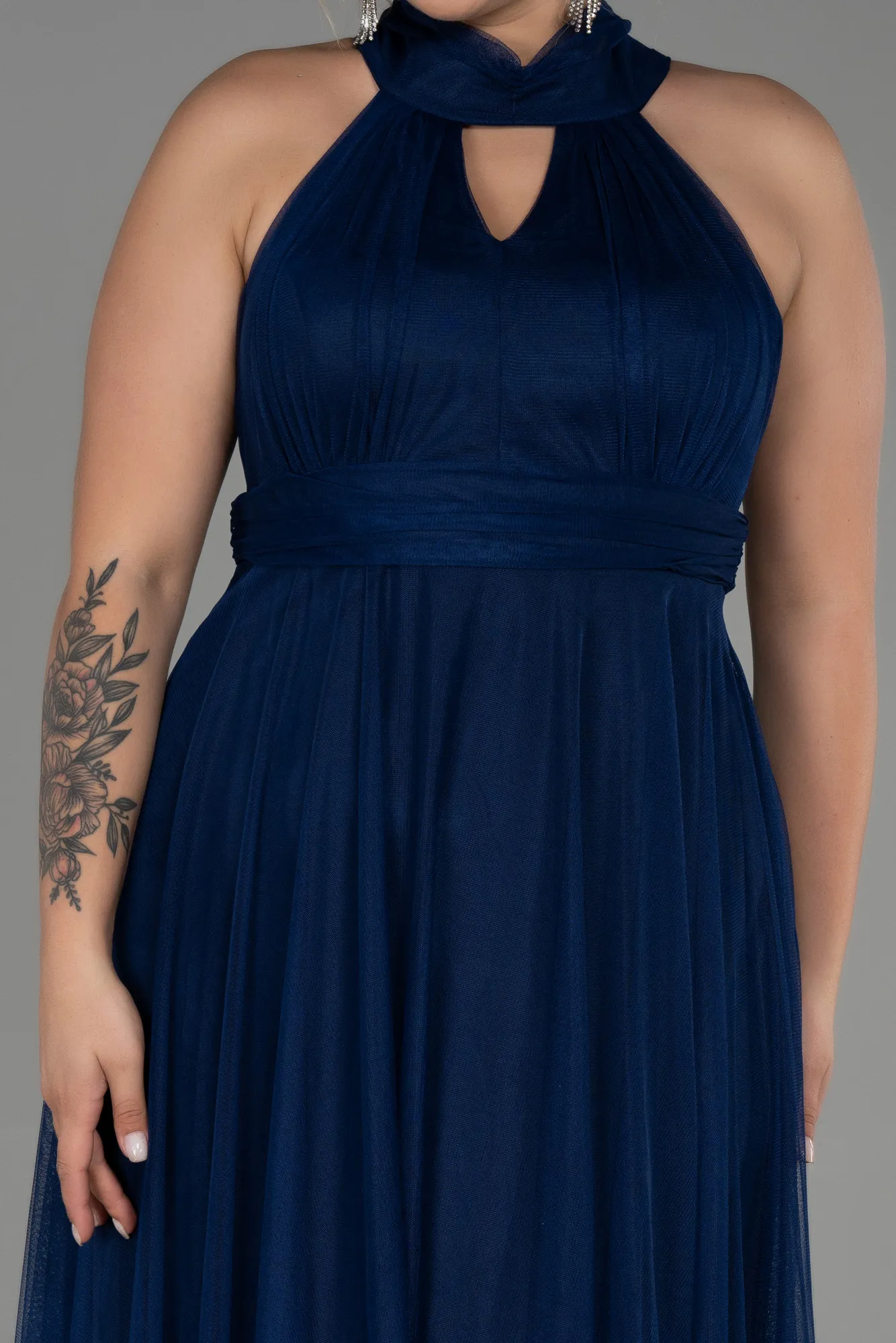 Navy Blue-Long Plus Size Evening Dress ABU3253