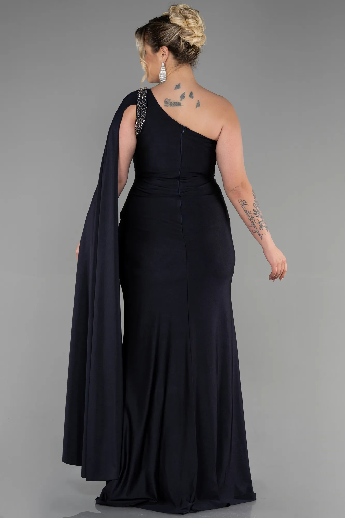 Navy Blue-Long Plus Size Evening Dress ABU3260