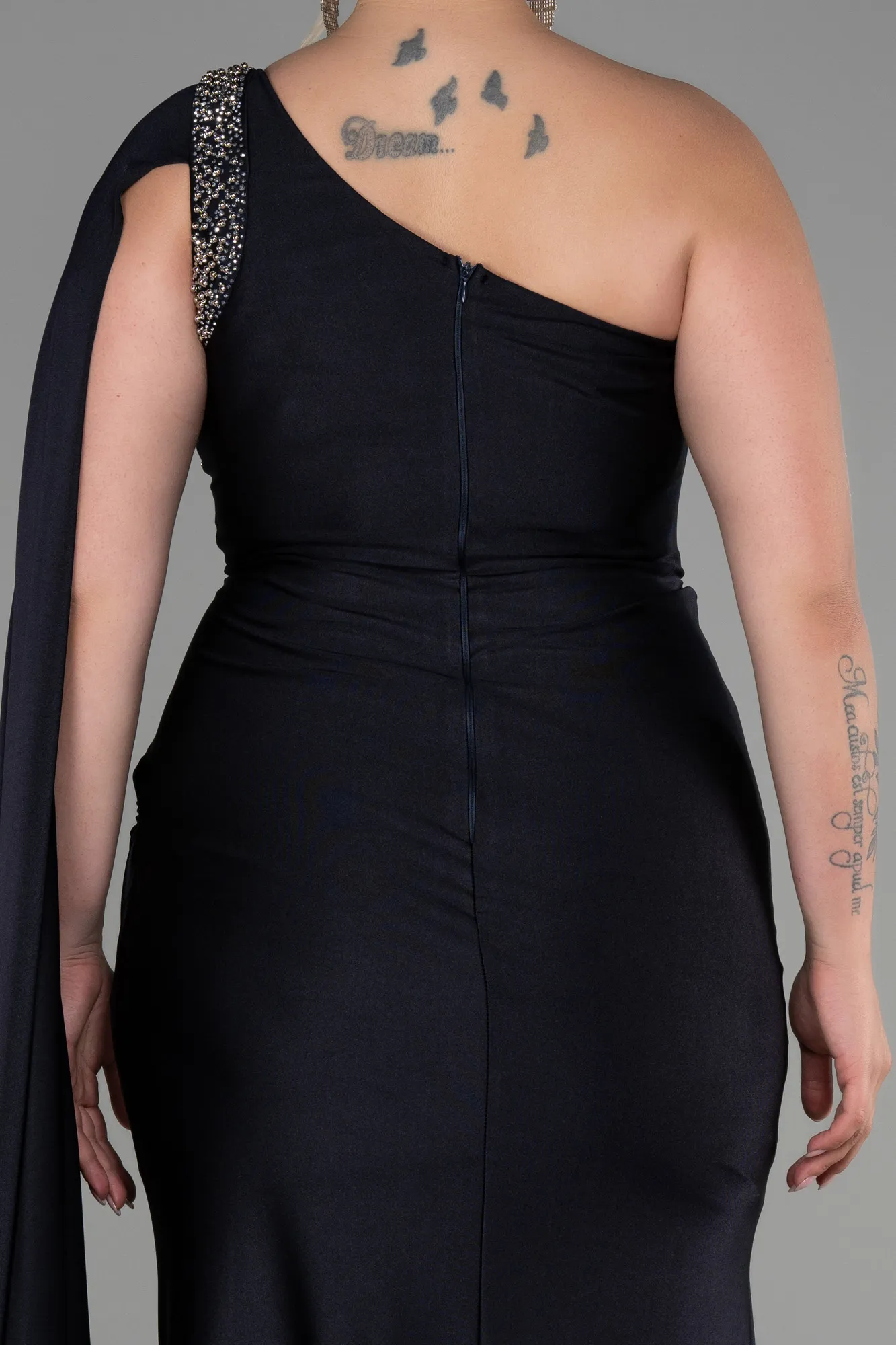 Navy Blue-Long Plus Size Evening Dress ABU3260