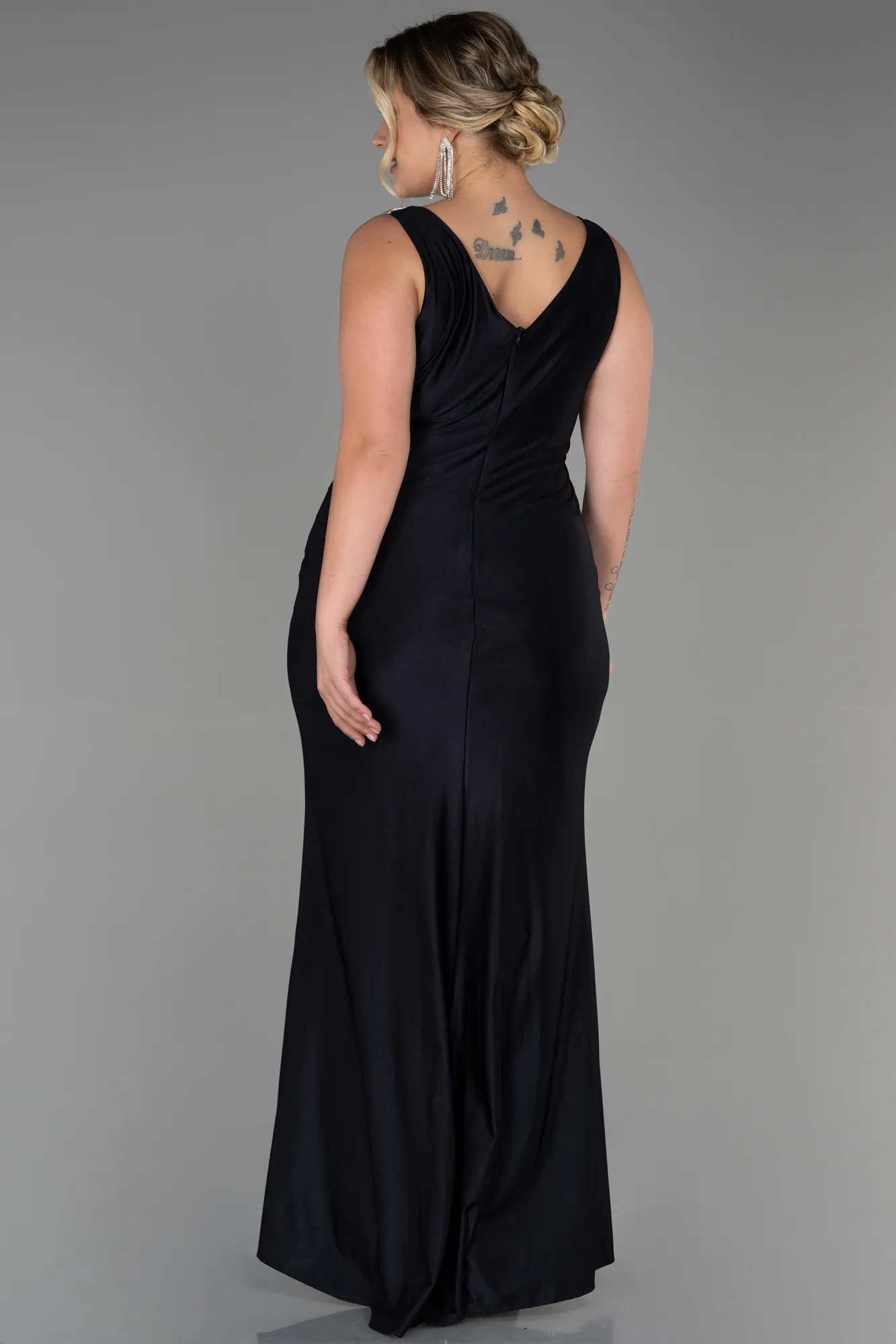 Navy Blue-Long Plus Size Evening Dress ABU3271