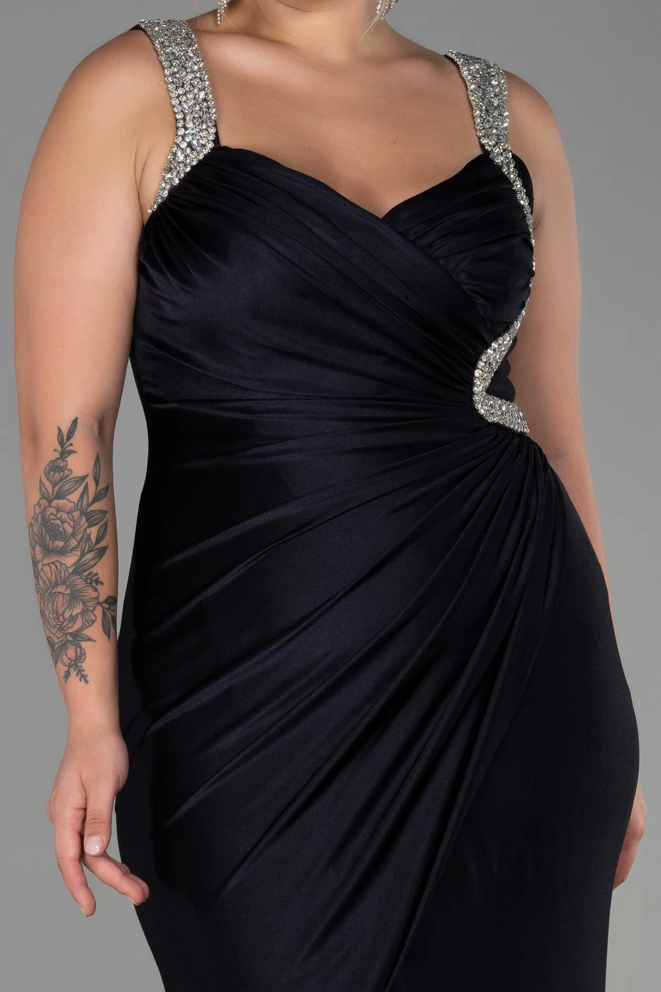 Navy Blue-Long Plus Size Evening Dress ABU3271