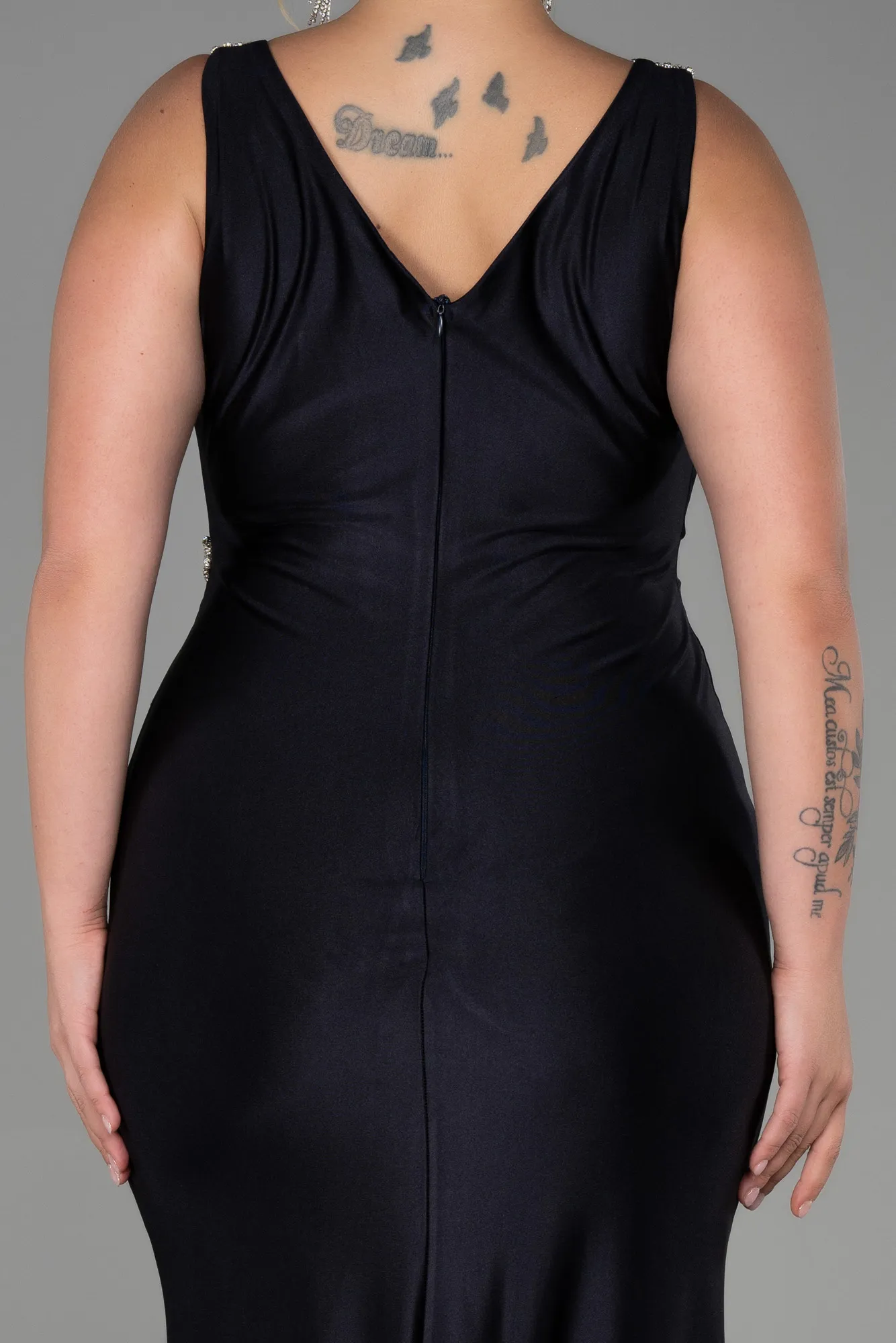 Navy Blue-Long Plus Size Evening Dress ABU3271