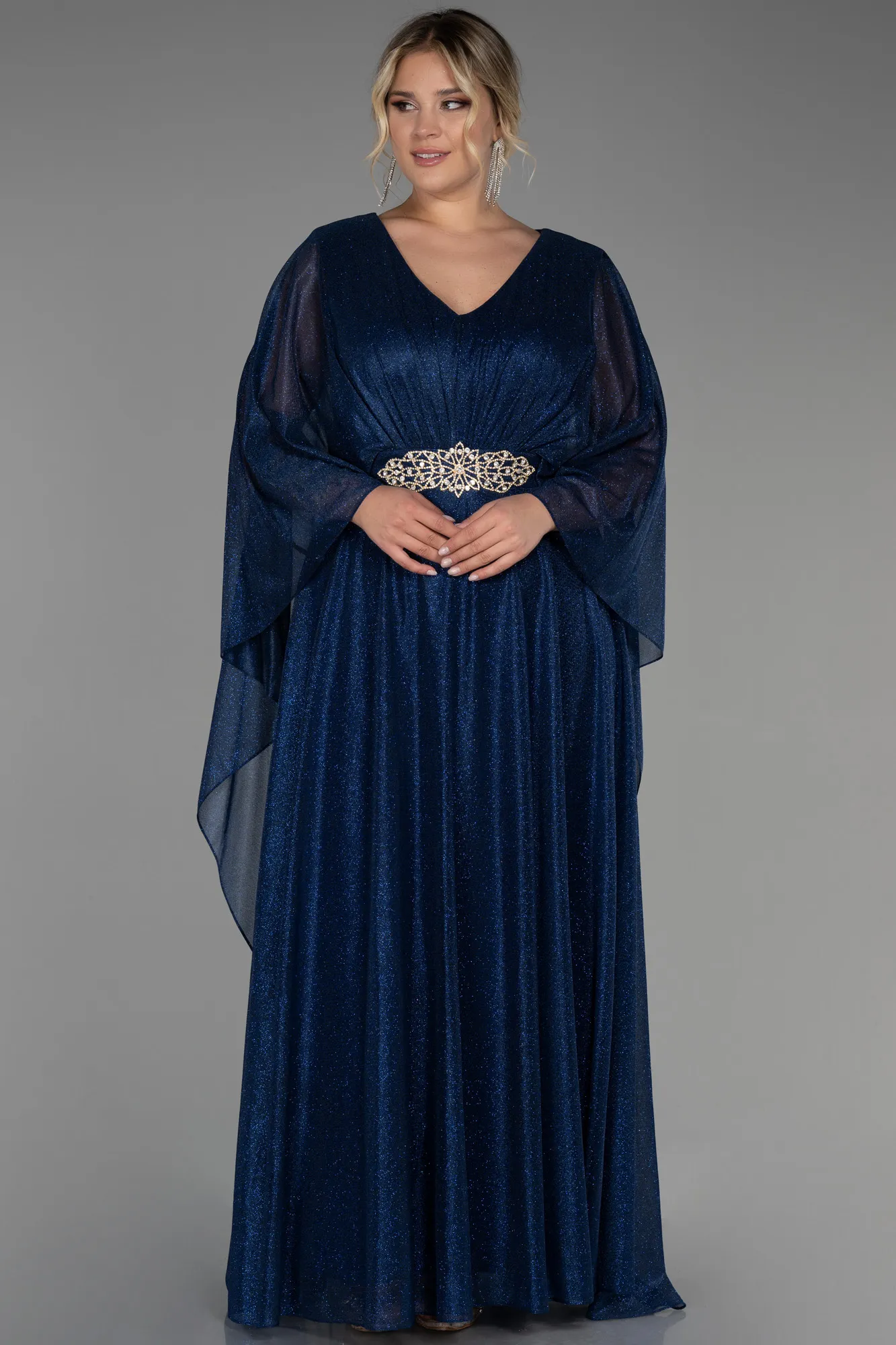 Navy Blue-Long Plus Size Evening Dress ABU3278
