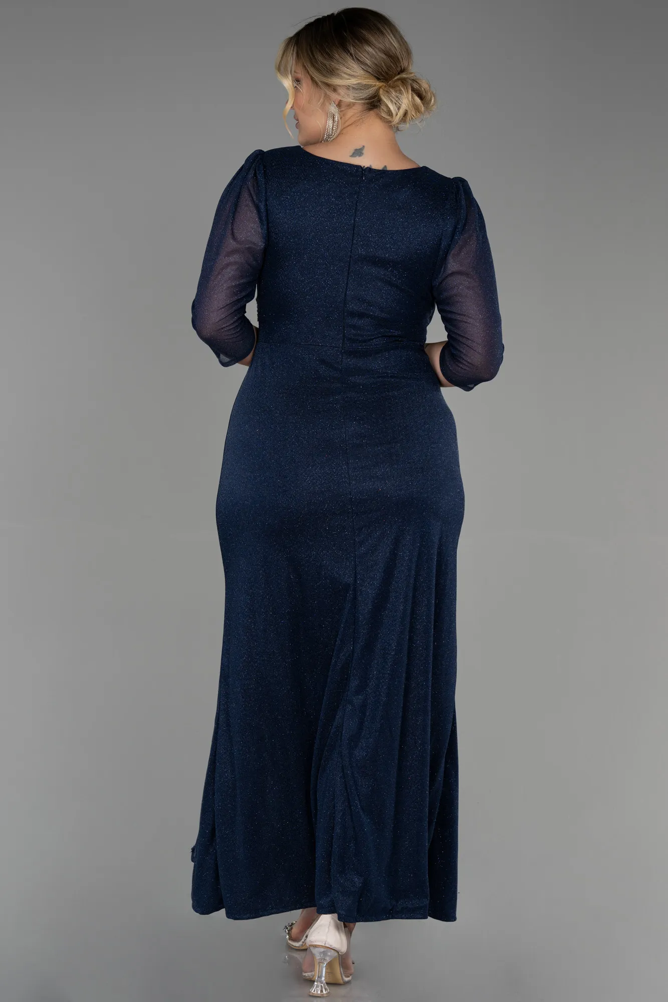 Navy Blue-Long Plus Size Evening Dress ABU3279