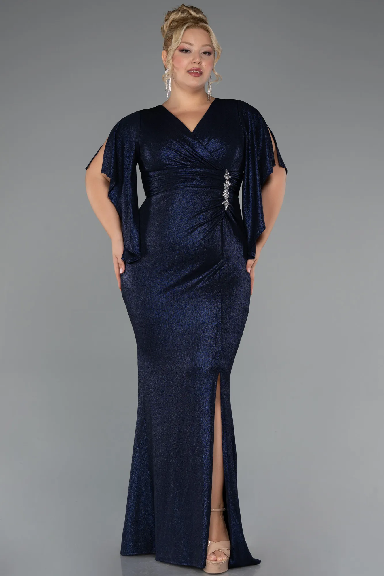 Navy Blue-Long Plus Size Evening Dress ABU3280