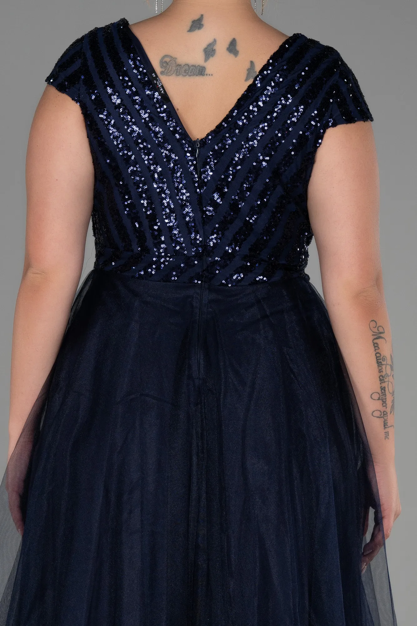 Navy Blue-Long Plus Size Evening Dress ABU3281