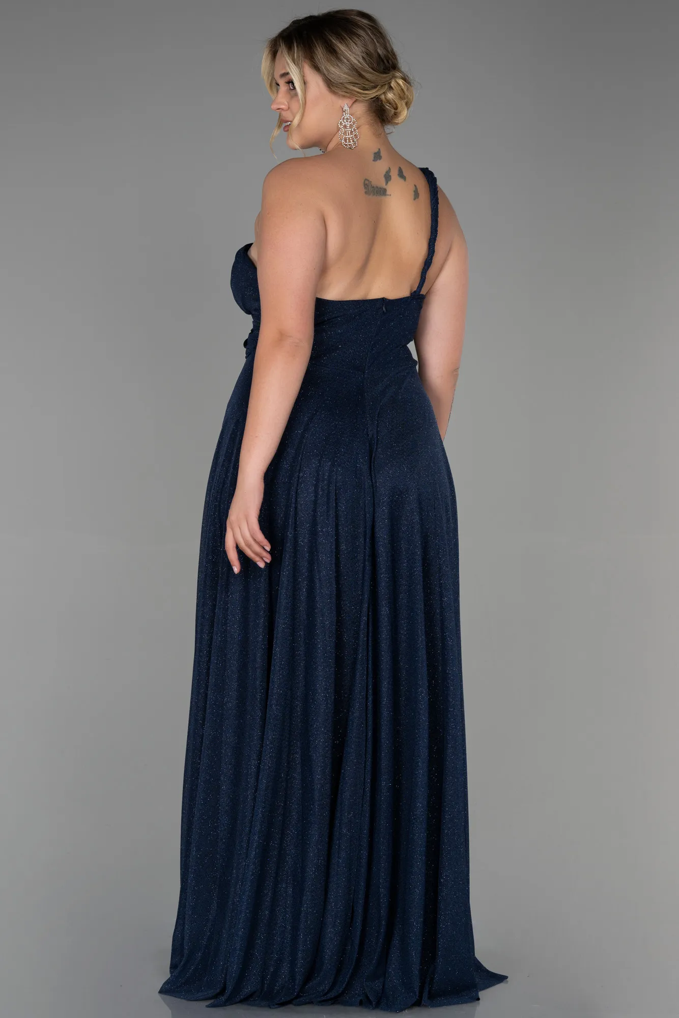 Navy Blue-Long Plus Size Evening Dress ABU3289