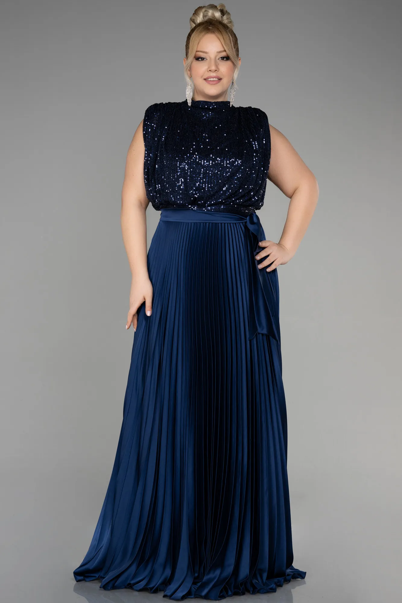 Navy Blue-Long Plus Size Evening Dress ABU3341