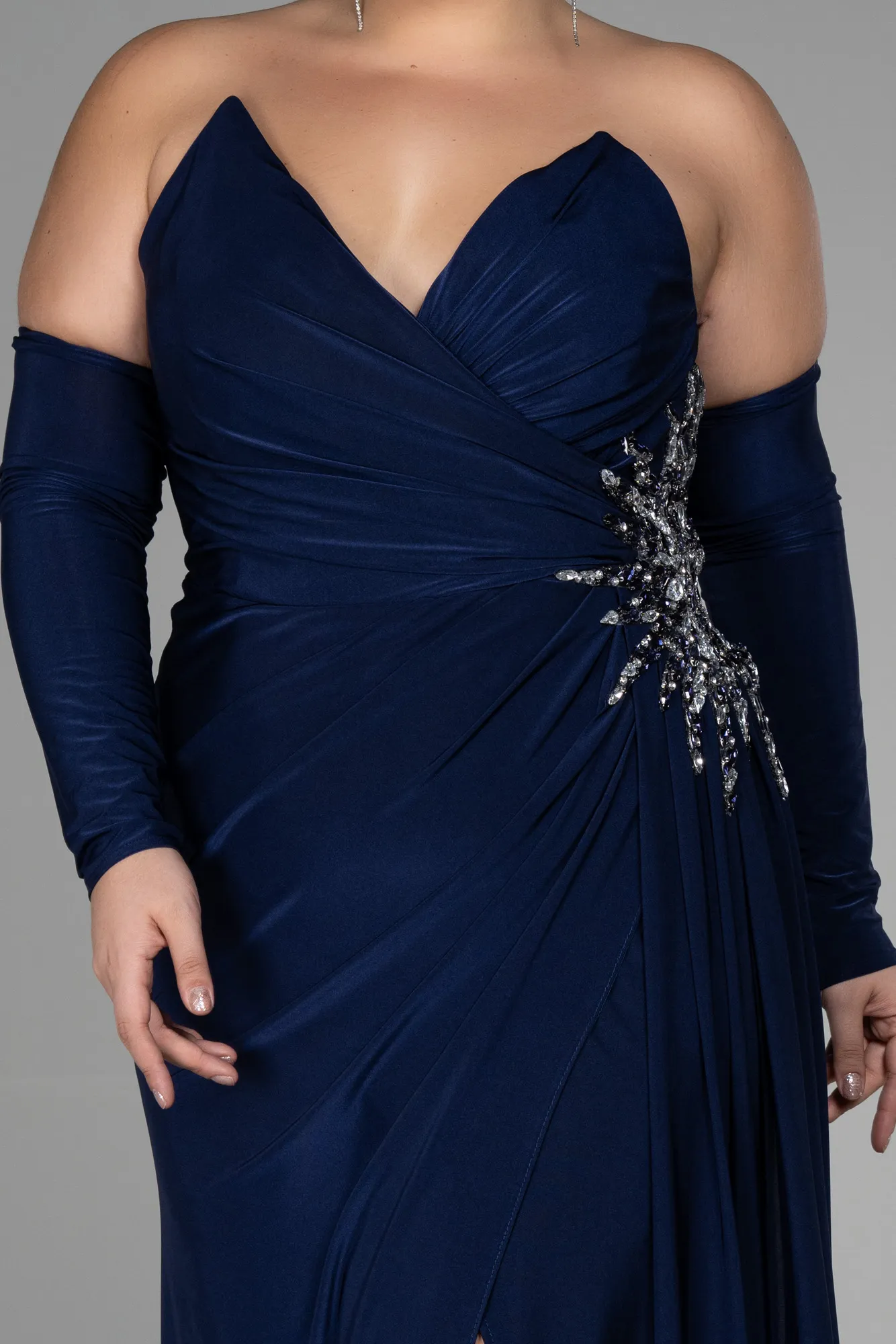 Navy Blue-Long Plus Size Evening Dress ABU3352