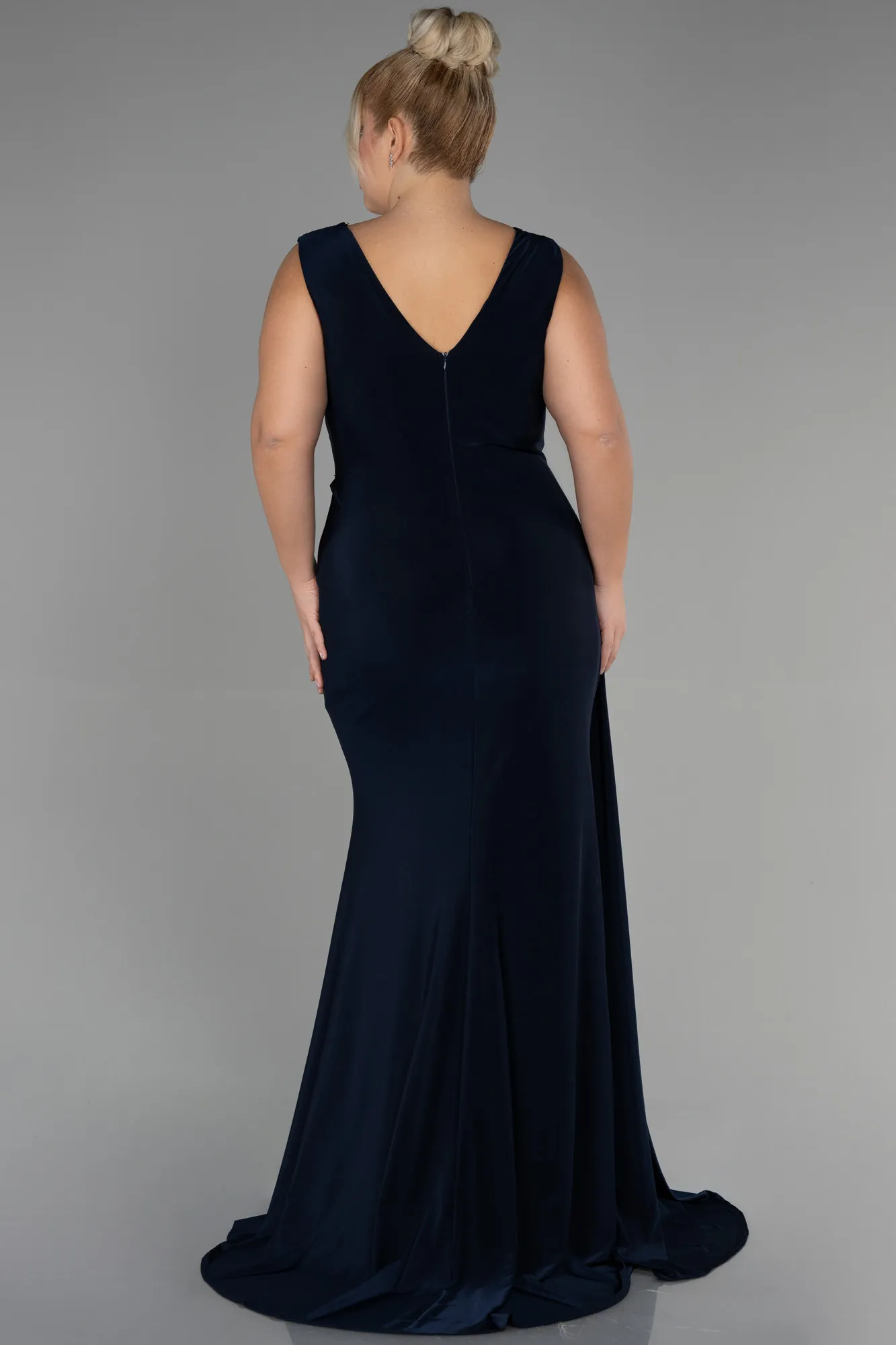 Navy Blue-Long Plus Size Evening Dress ABU3372