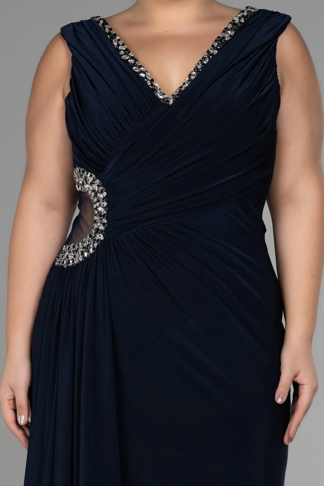 Navy Blue-Long Plus Size Evening Dress ABU3372