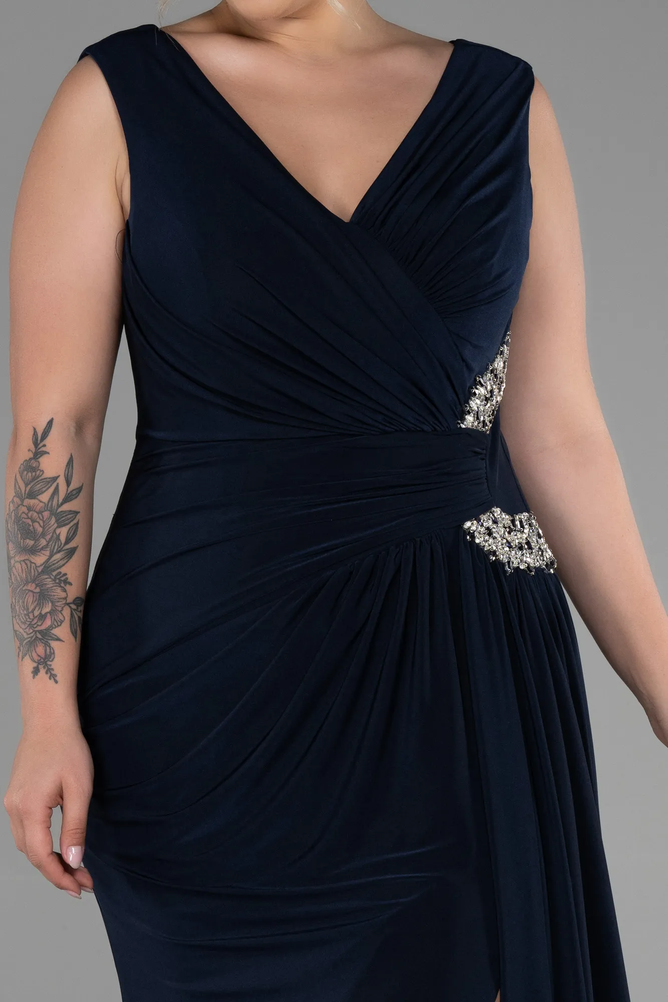 Navy Blue-Long Plus Size Evening Dress ABU3438