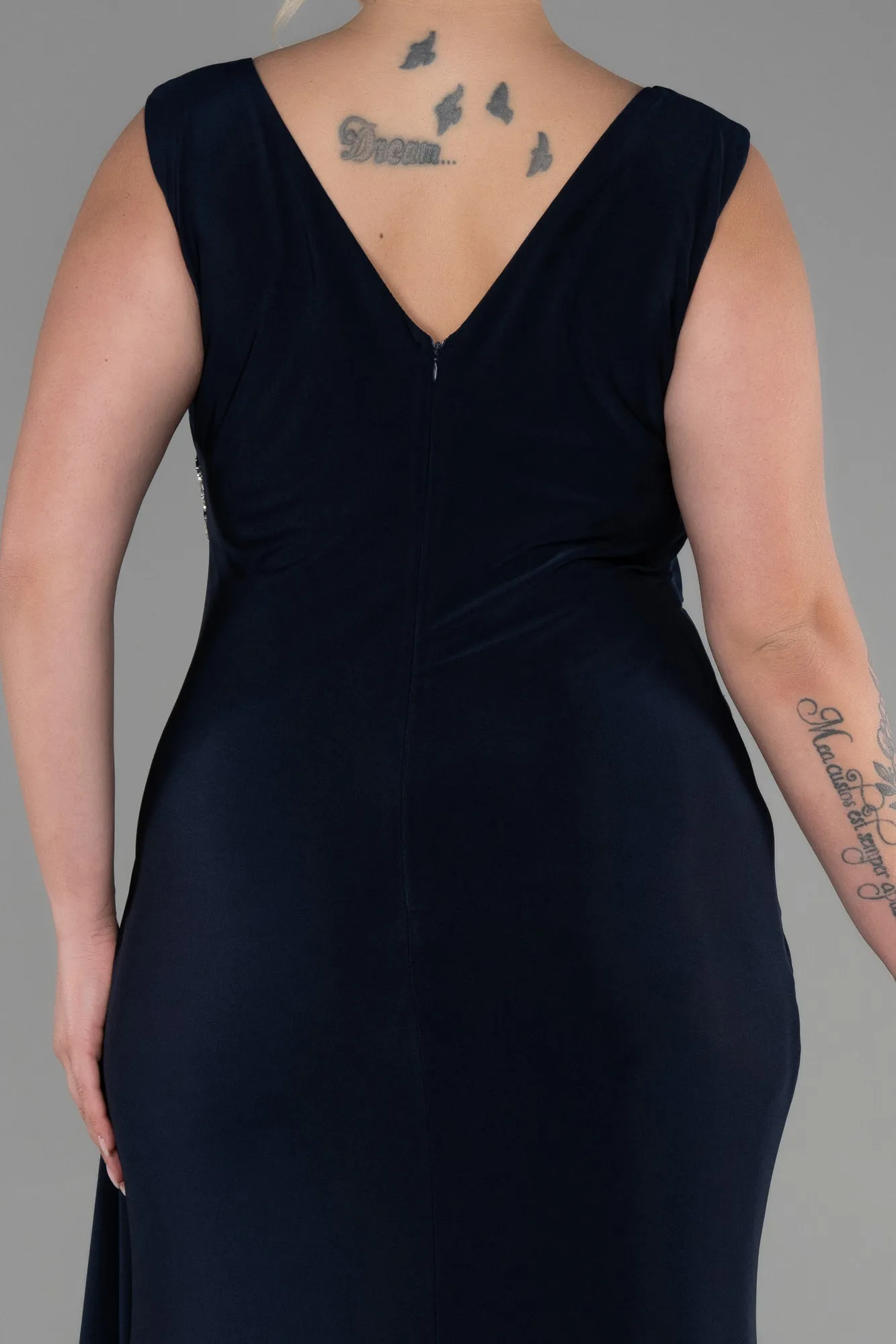Navy Blue-Long Plus Size Evening Dress ABU3438