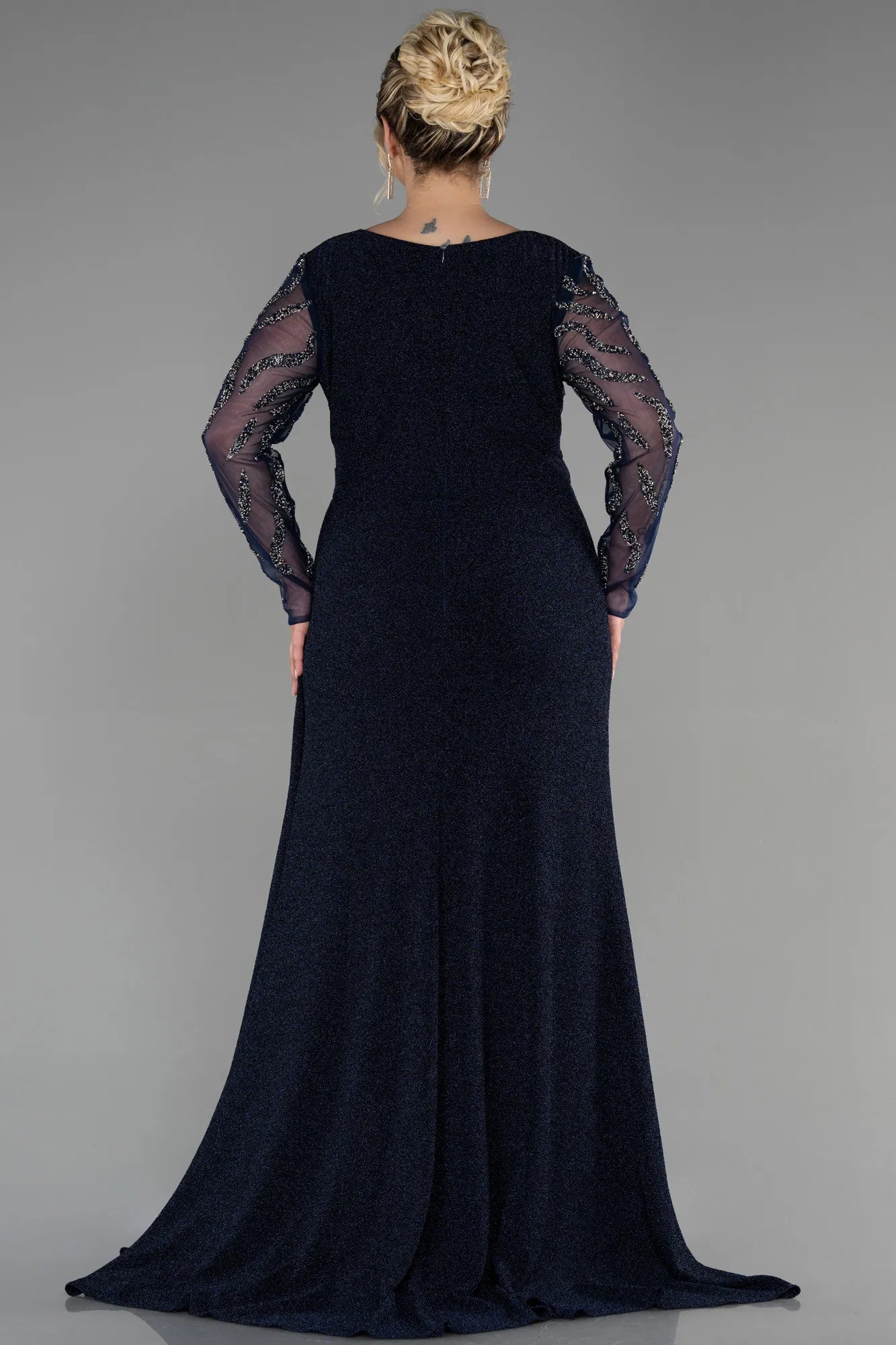 Navy Blue-Long Plus Size Evening Dress ABU3440