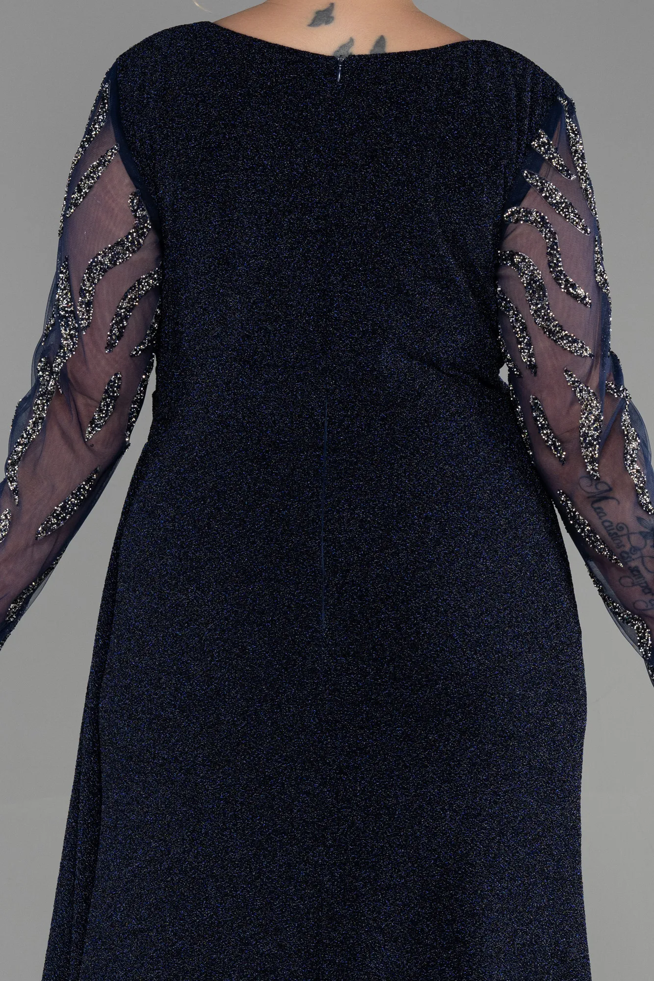 Navy Blue-Long Plus Size Evening Dress ABU3440