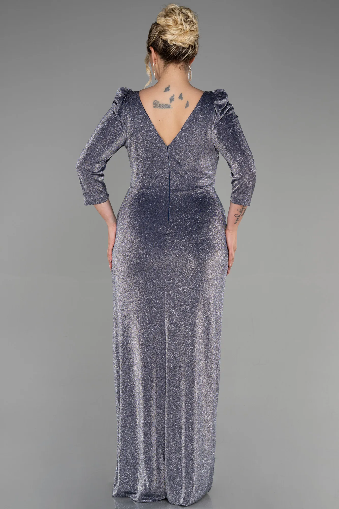 Navy Blue-Long Plus Size Evening Dress ABU3444