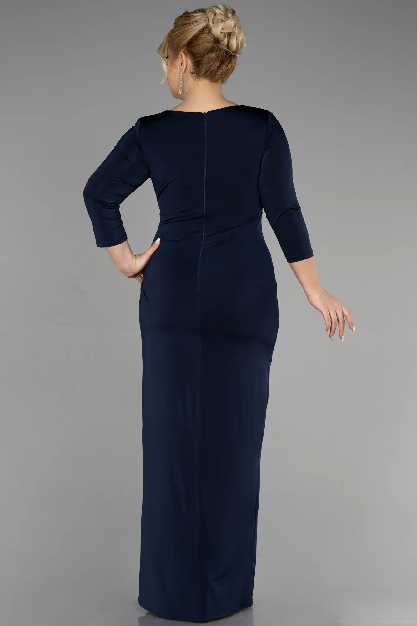 Navy Blue-Long Plus Size Evening Dress ABU3467