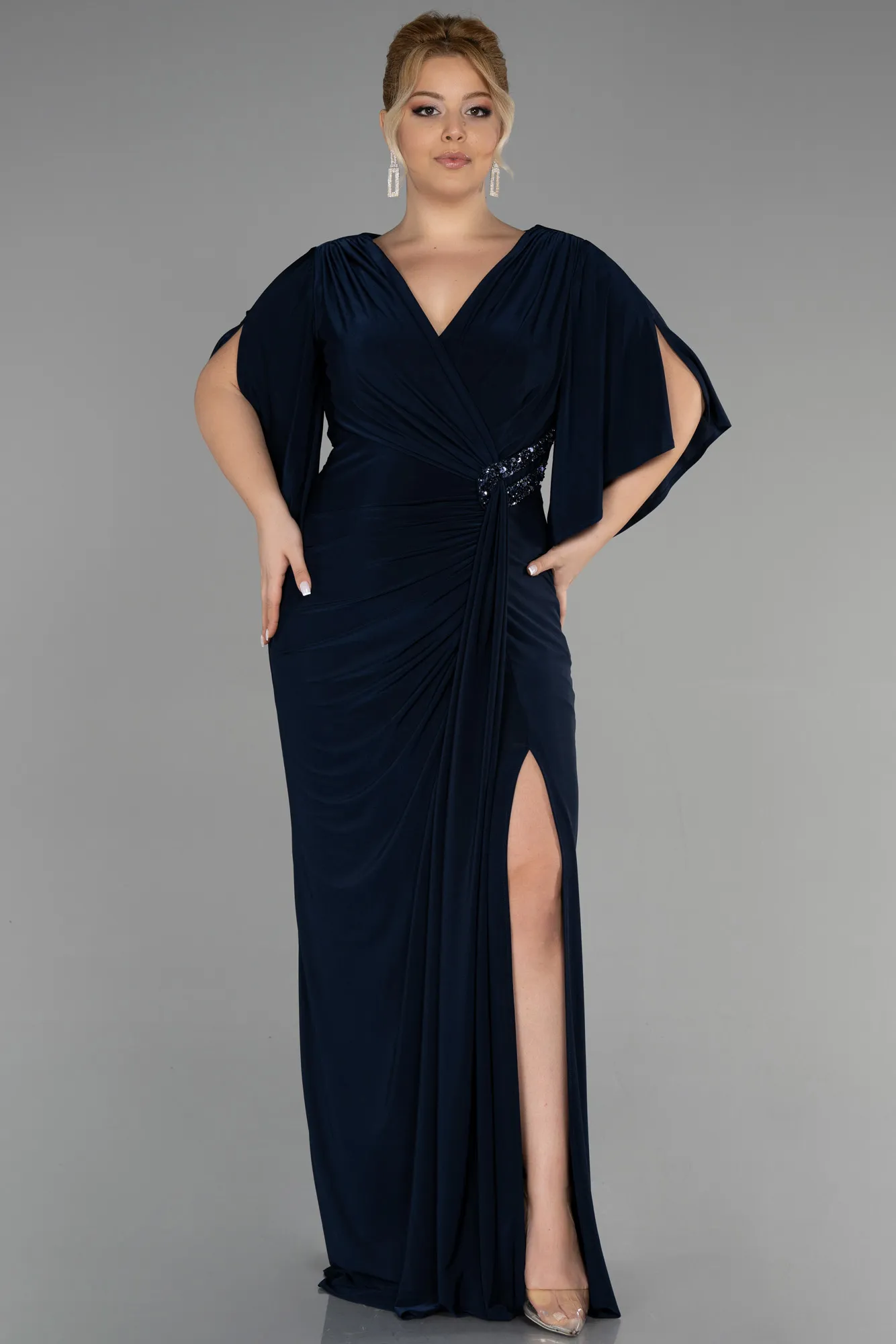 Navy Blue-Long Plus Size Evening Dress ABU3470