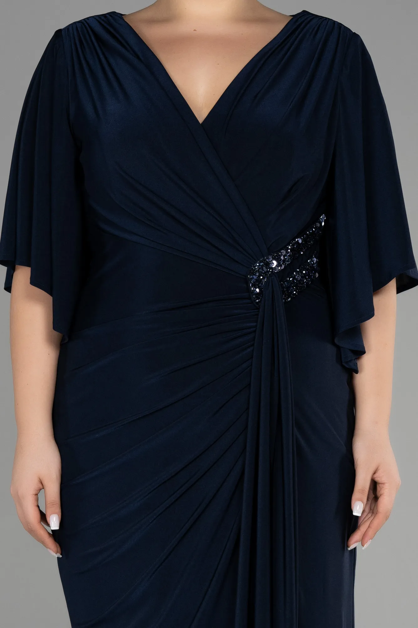 Navy Blue-Long Plus Size Evening Dress ABU3470