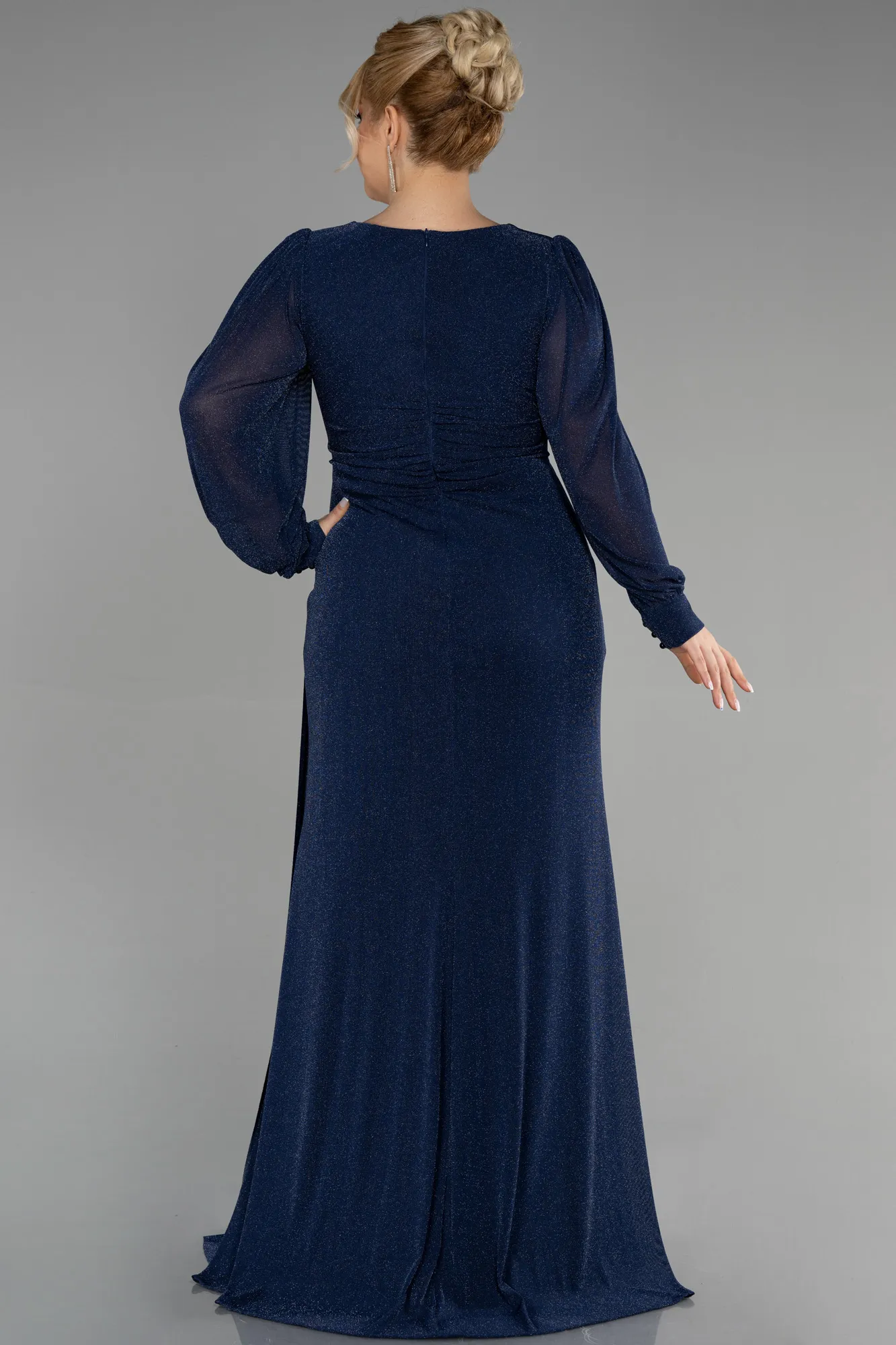Navy Blue-Long Plus Size Evening Dress ABU3485