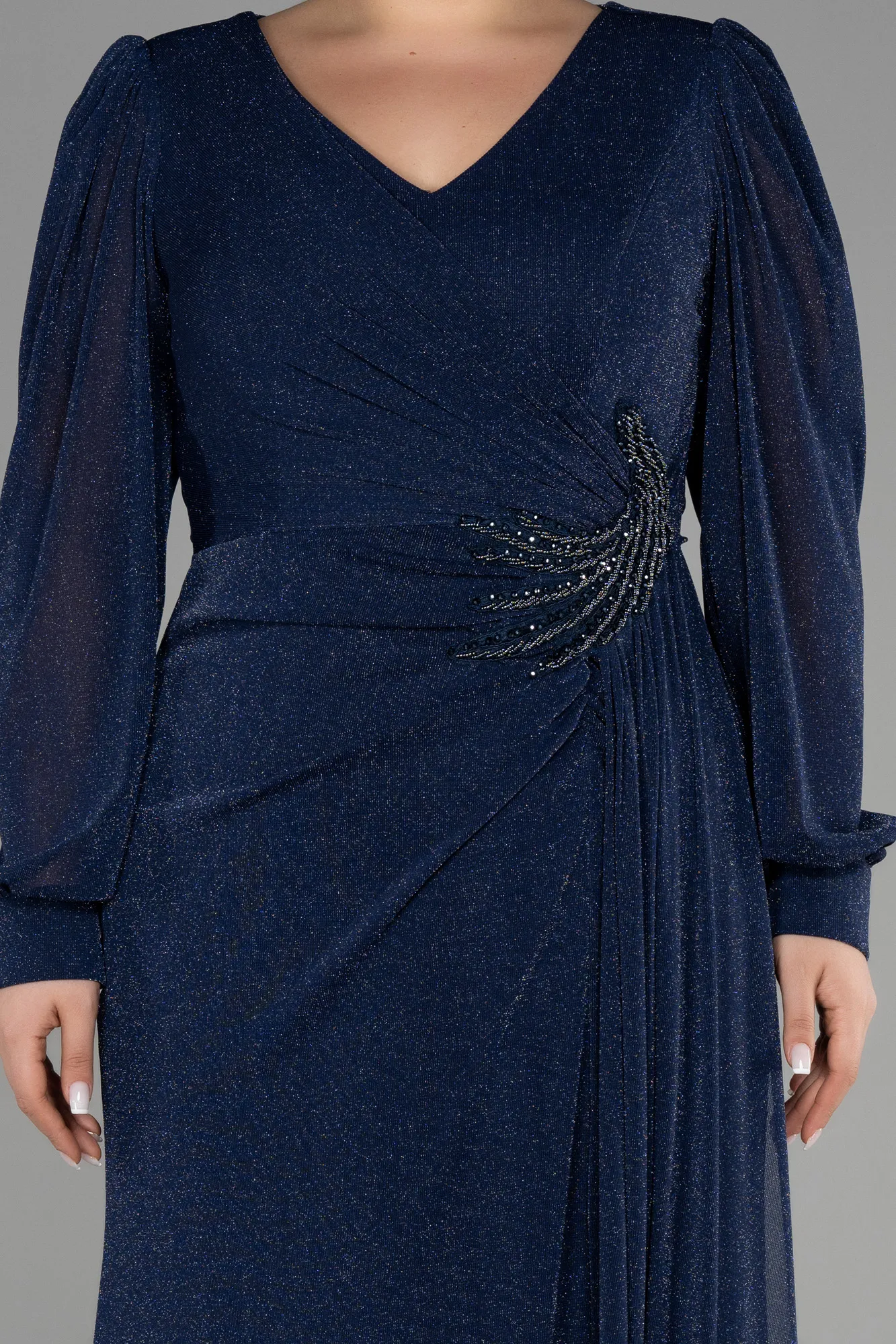 Navy Blue-Long Plus Size Evening Dress ABU3485
