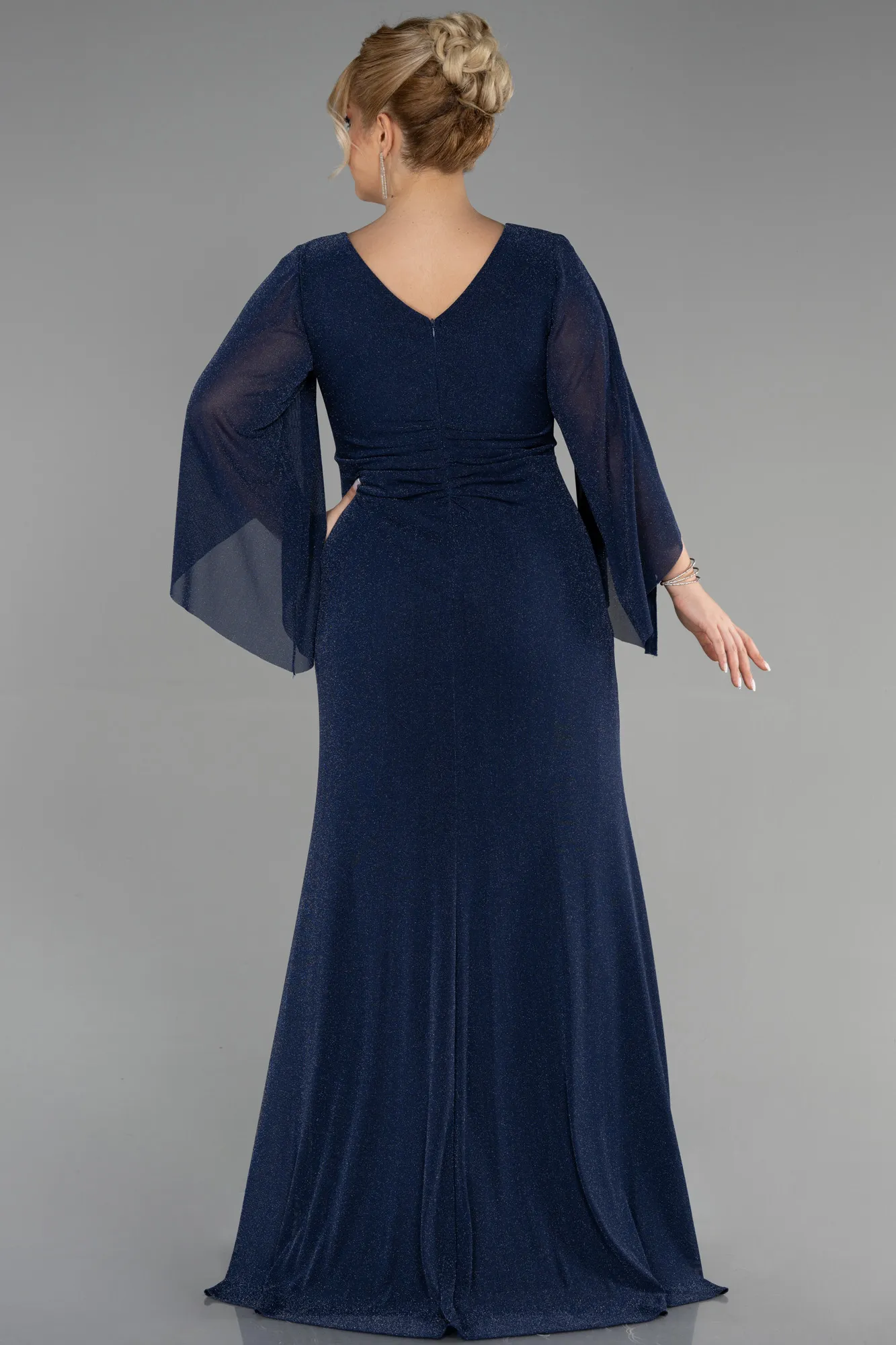 Navy Blue-Long Plus Size Evening Dress ABU3486