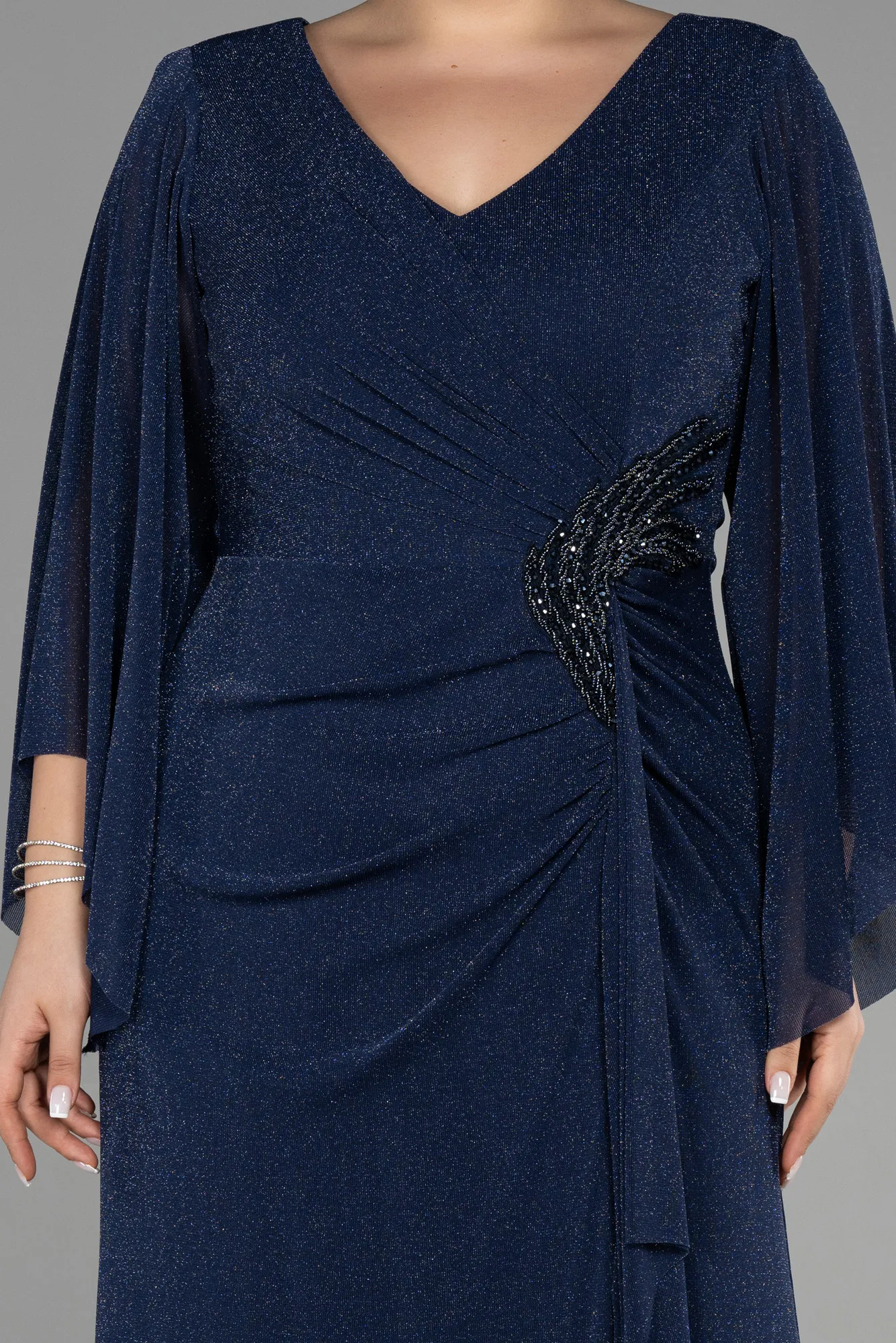 Navy Blue-Long Plus Size Evening Dress ABU3486