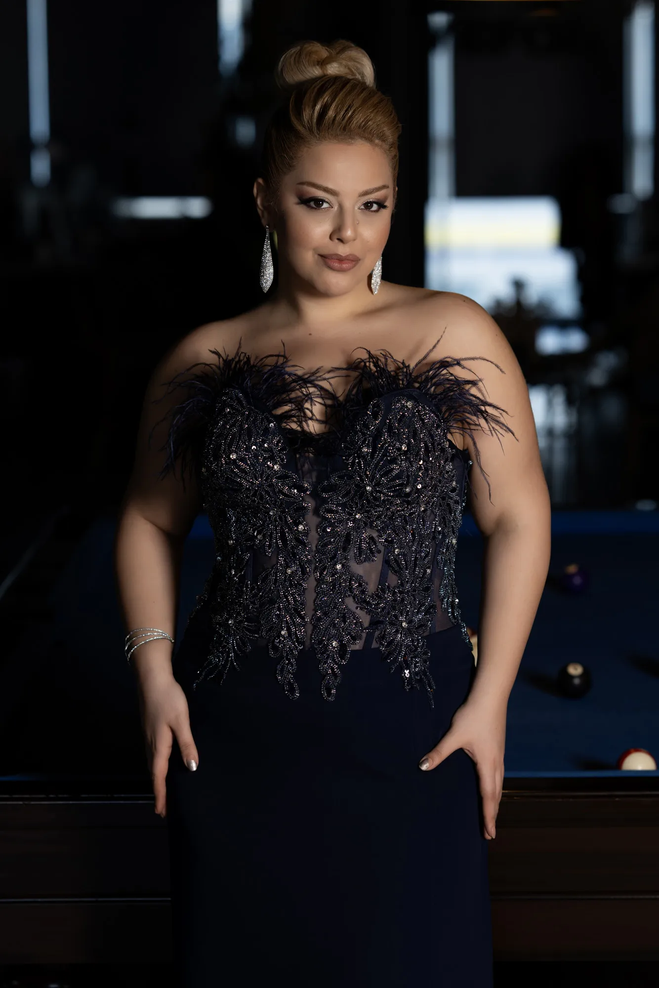 Navy Blue-Long Plus Size Evening Dress ABU3531