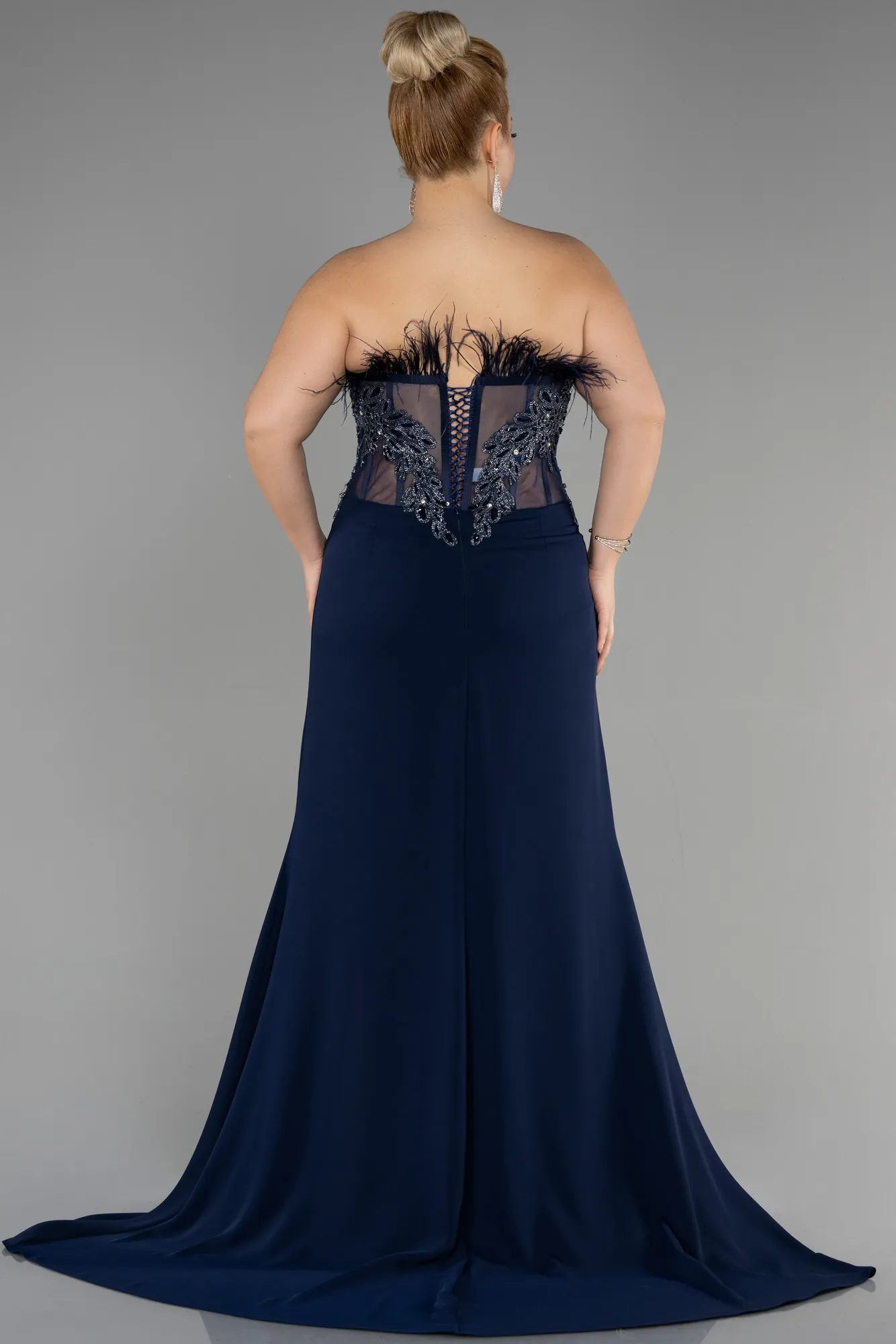 Navy Blue-Long Plus Size Evening Dress ABU3531